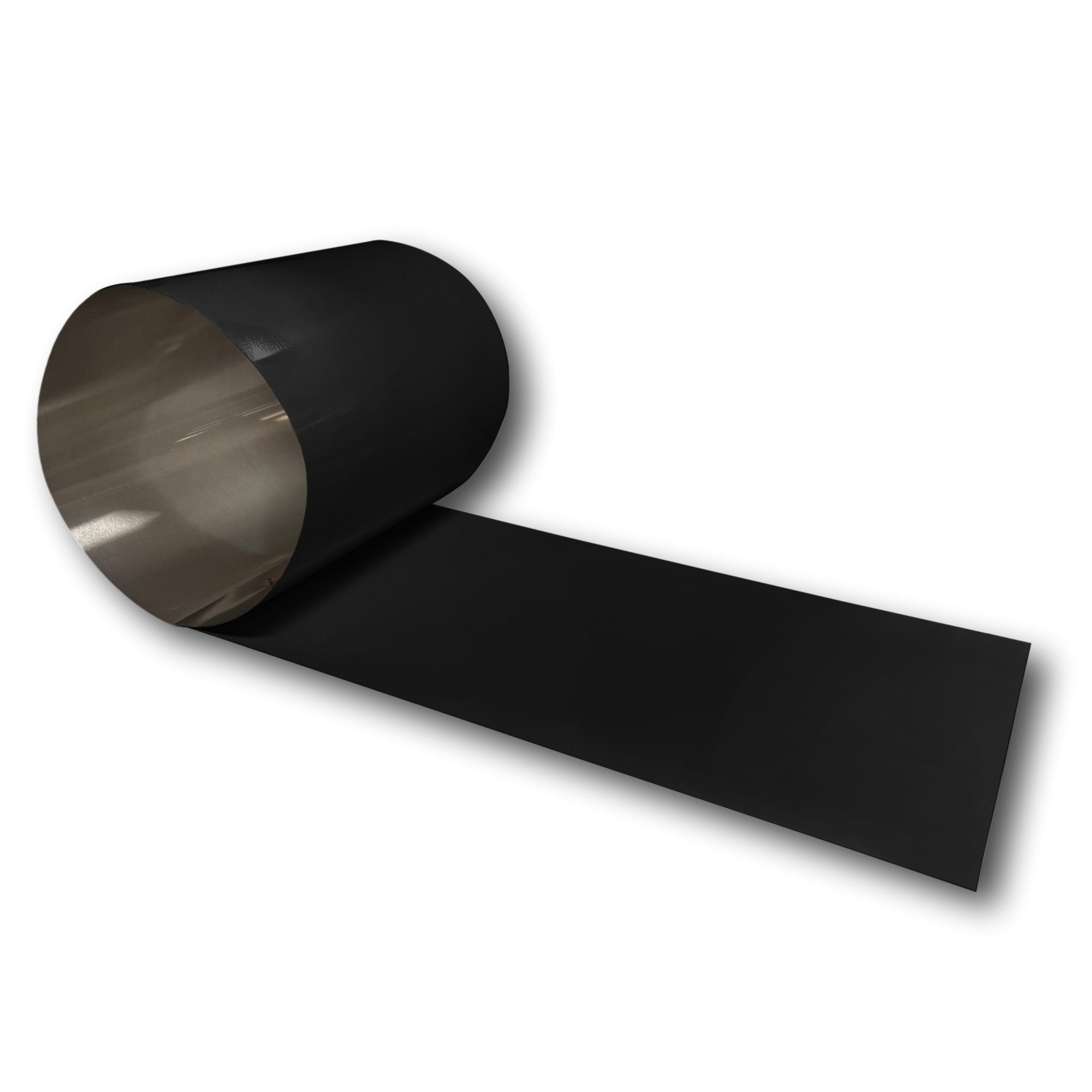 A roll of 0.025" Painted Aluminum that is Black in color.