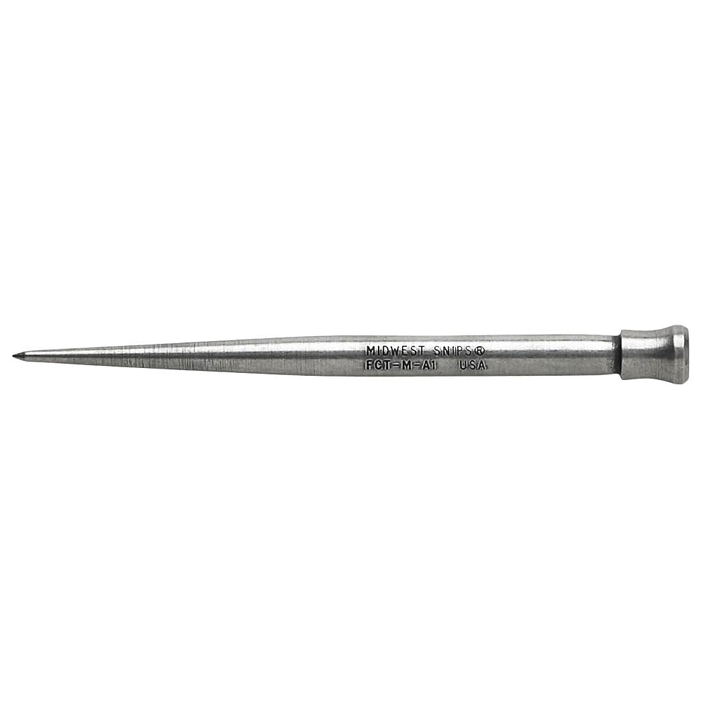 A 3.5 inch long scratch awl used for scoring and marking sheet metal.