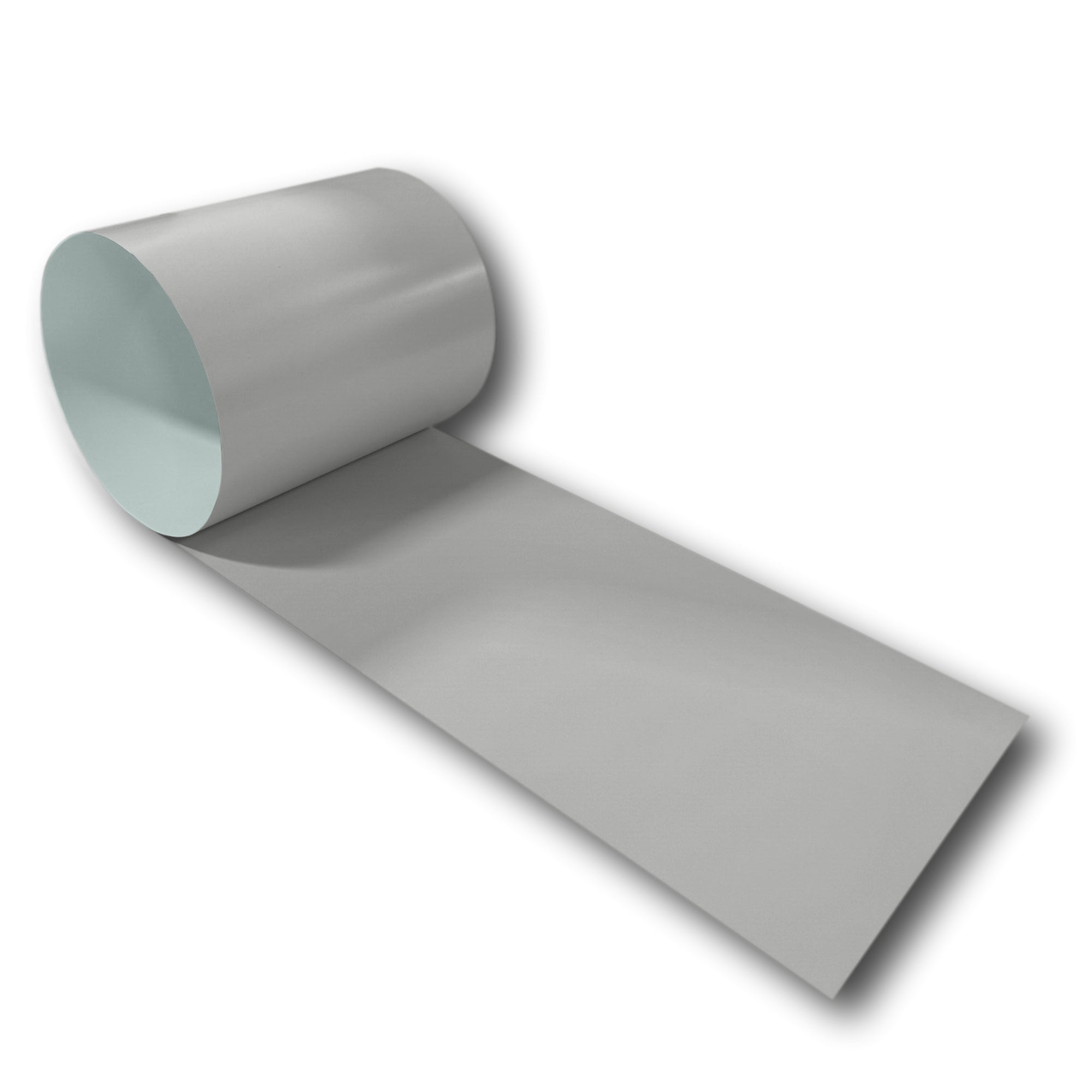 A roll of 24 Gauge Painted Steel Flashing that is Ash Gray in color.