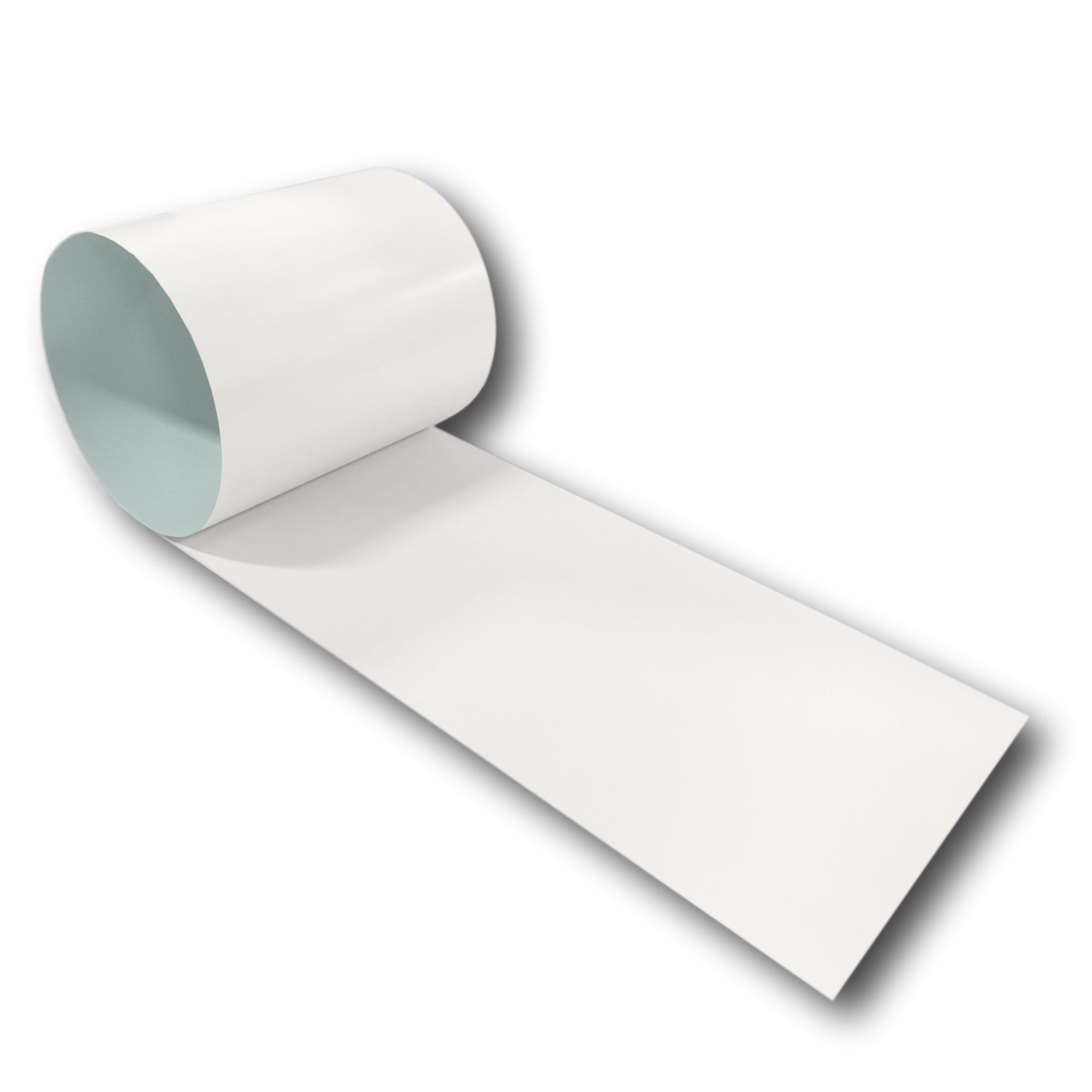 A roll of 24 Gauge Painted Steel Flashing that is Bone White in color.