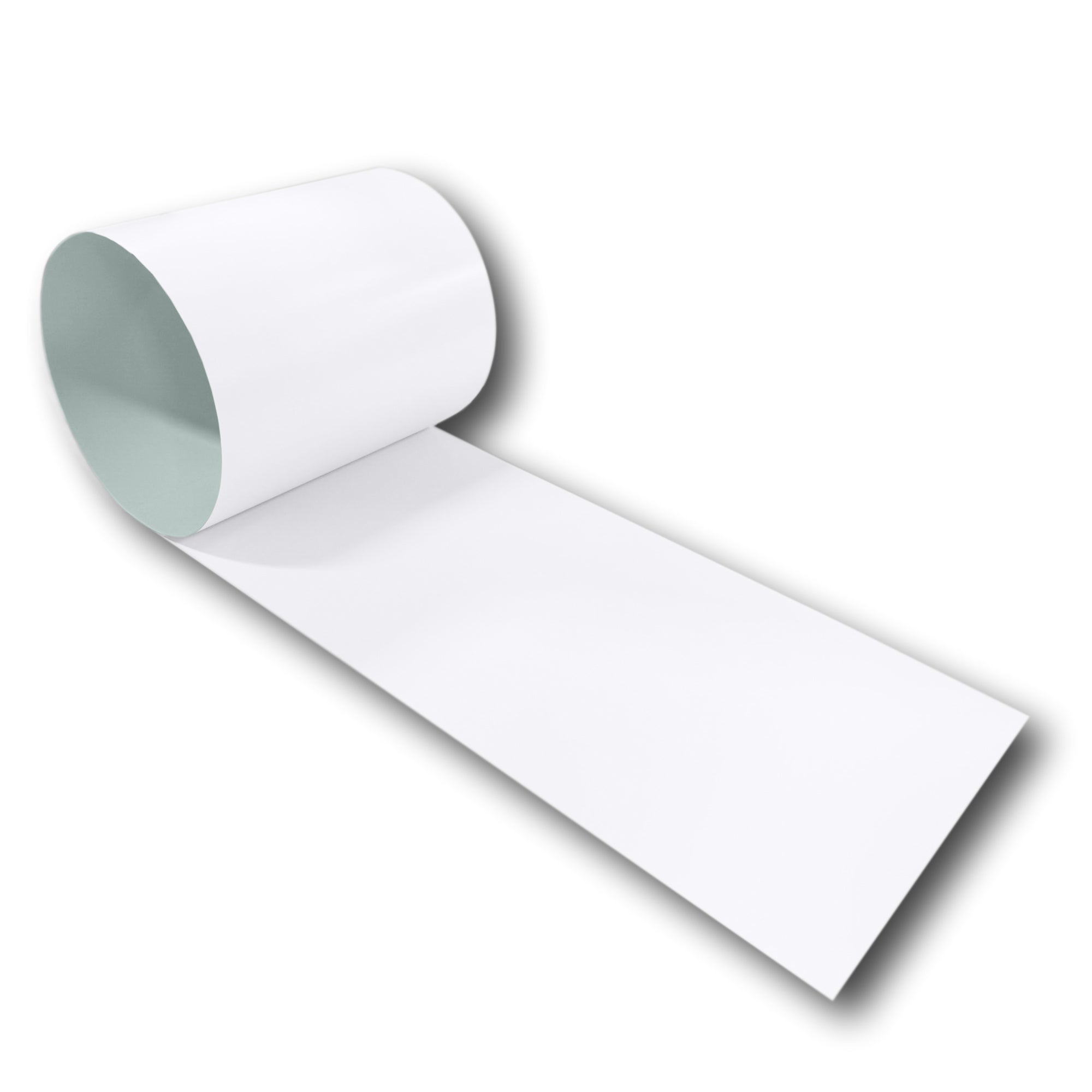A roll of 24 Gauge Painted Steel Flashing that is Bright White in color.