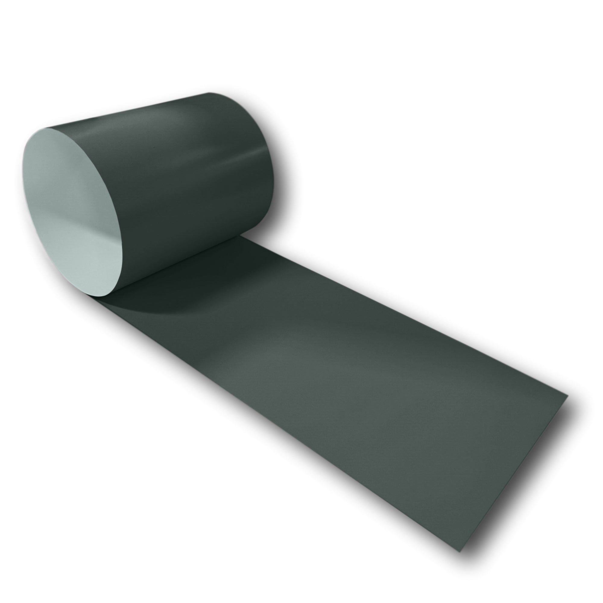 A roll of 24 Gauge Painted Steel Flashing that is Charcoal Gray in color.