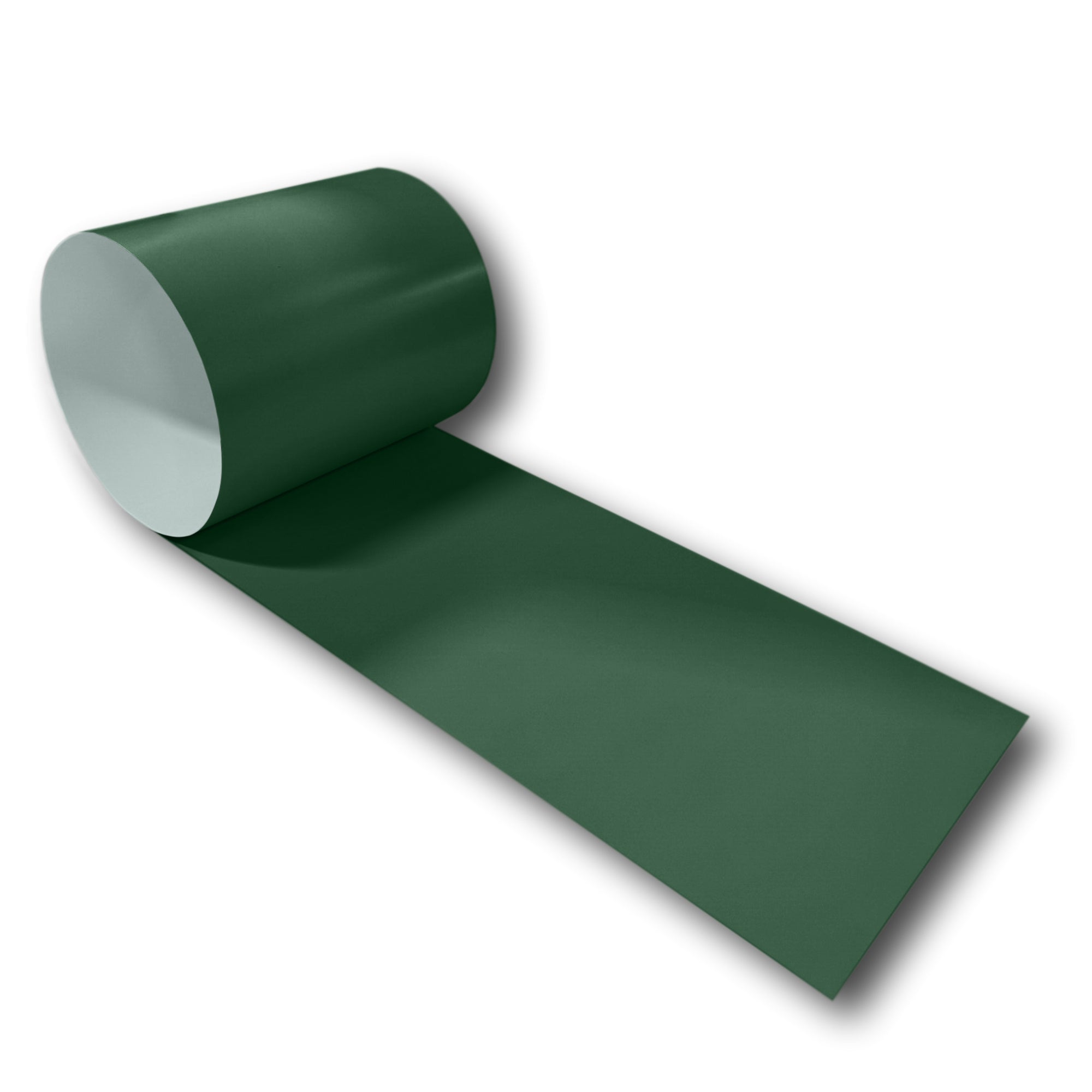 A roll of 24 Gauge Painted Steel Flashing that is Classic Green in color.