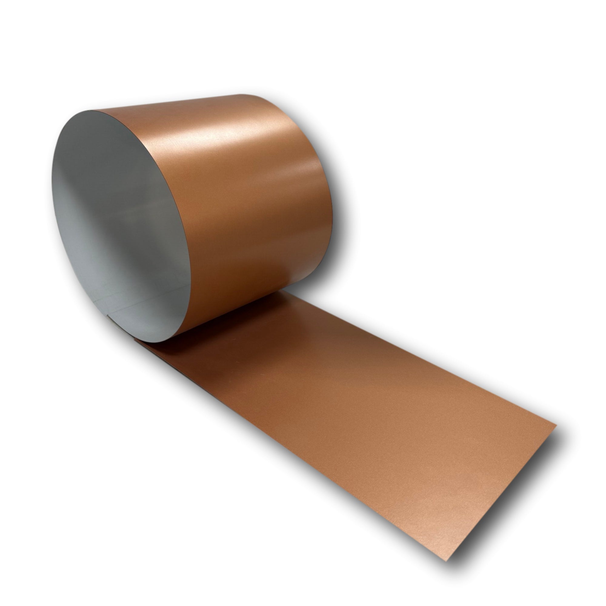 A roll of 24 Gauge Painted Steel Flashing that is Copper Penny in color.