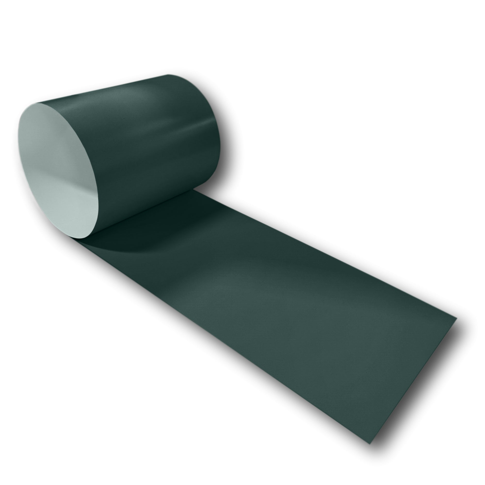 A roll of 24 Gauge Painted Steel Flashing that is Hartford Green in color.