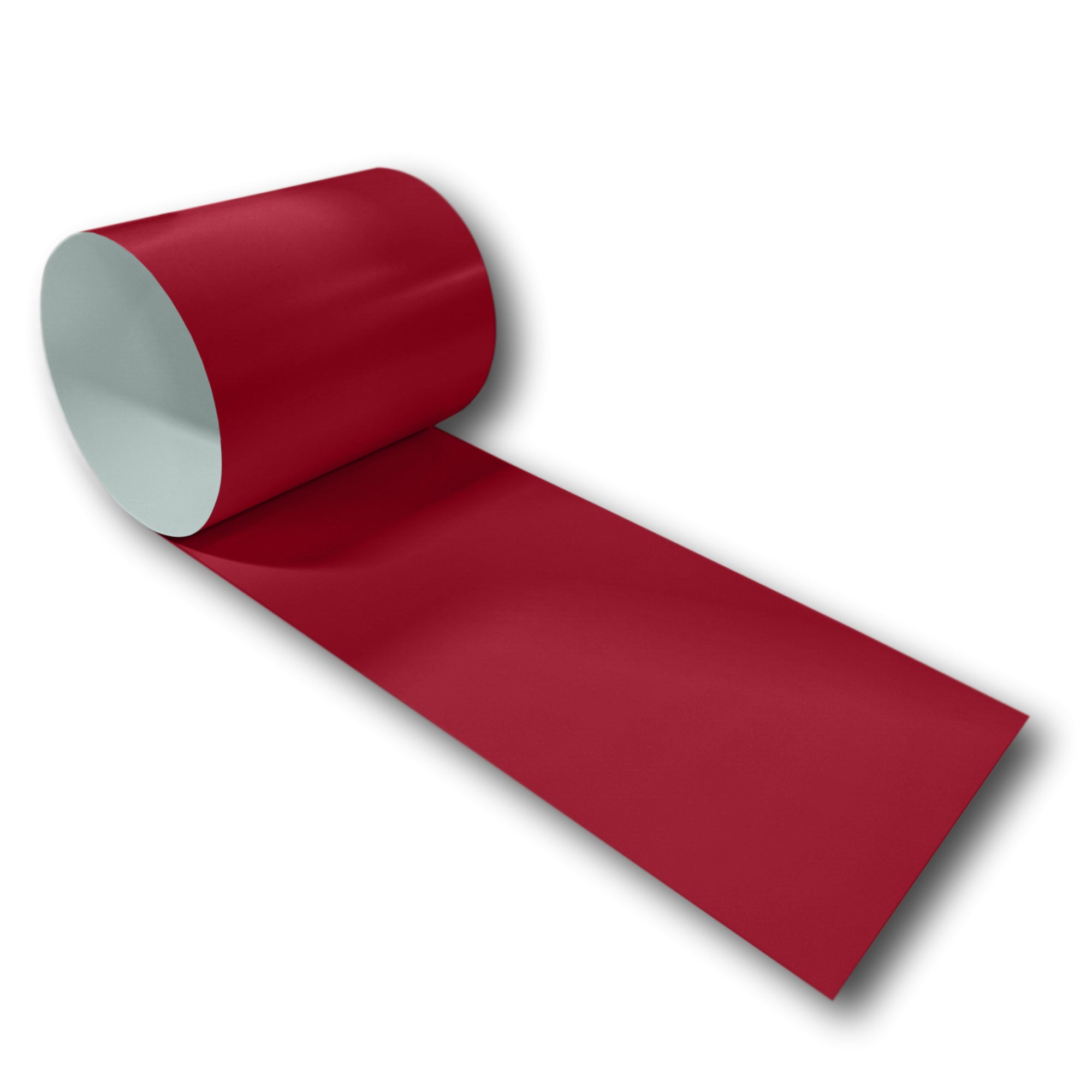 A roll of 24 Gauge Painted Steel Flashing that is Regal Red in color.