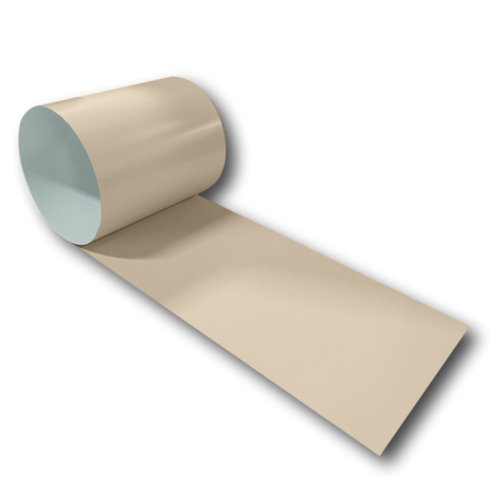 A roll of 24 Gauge Painted Steel Flashing that is Sierra Tan in color.