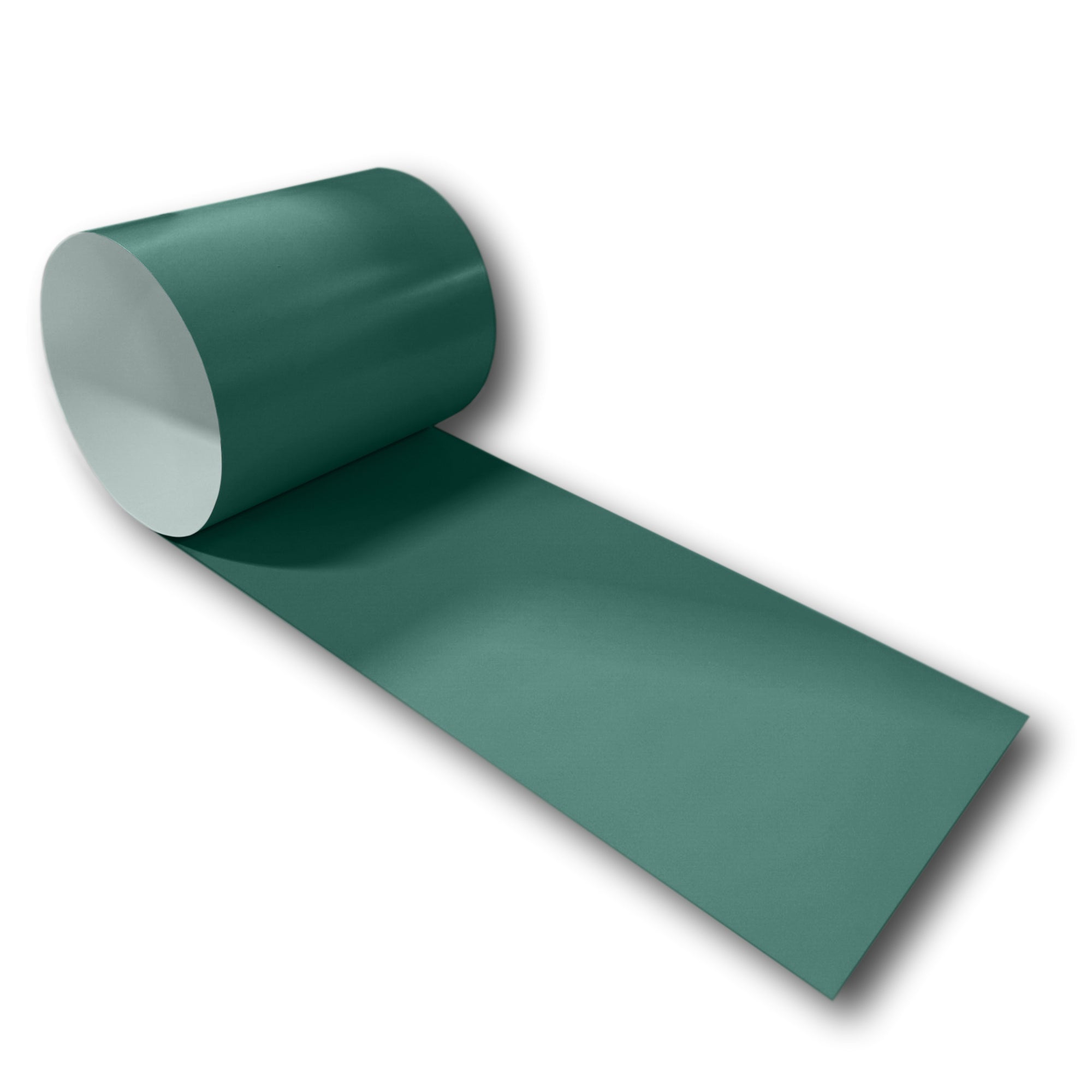 A roll of 24 Gauge Painted Steel Flashing that is Teal in color.