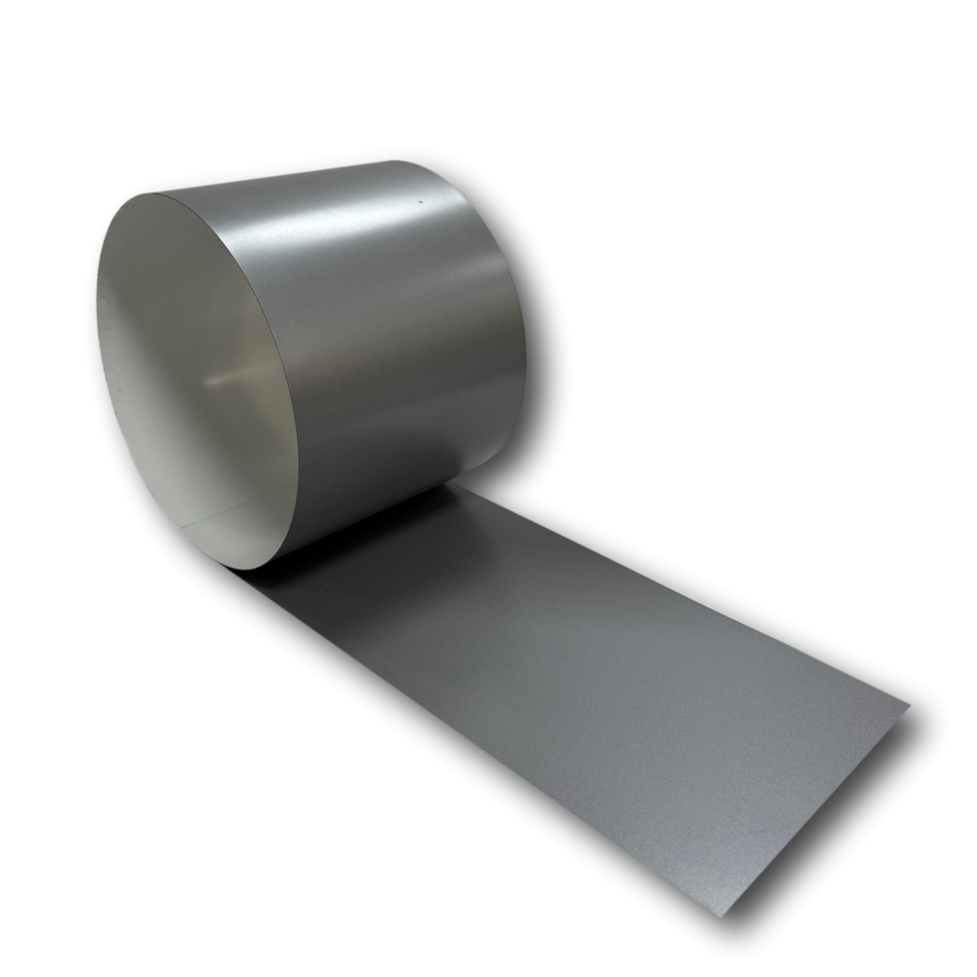 A roll of 24 Gauge Painted Steel Flashing that is Weathered Zinc in color.