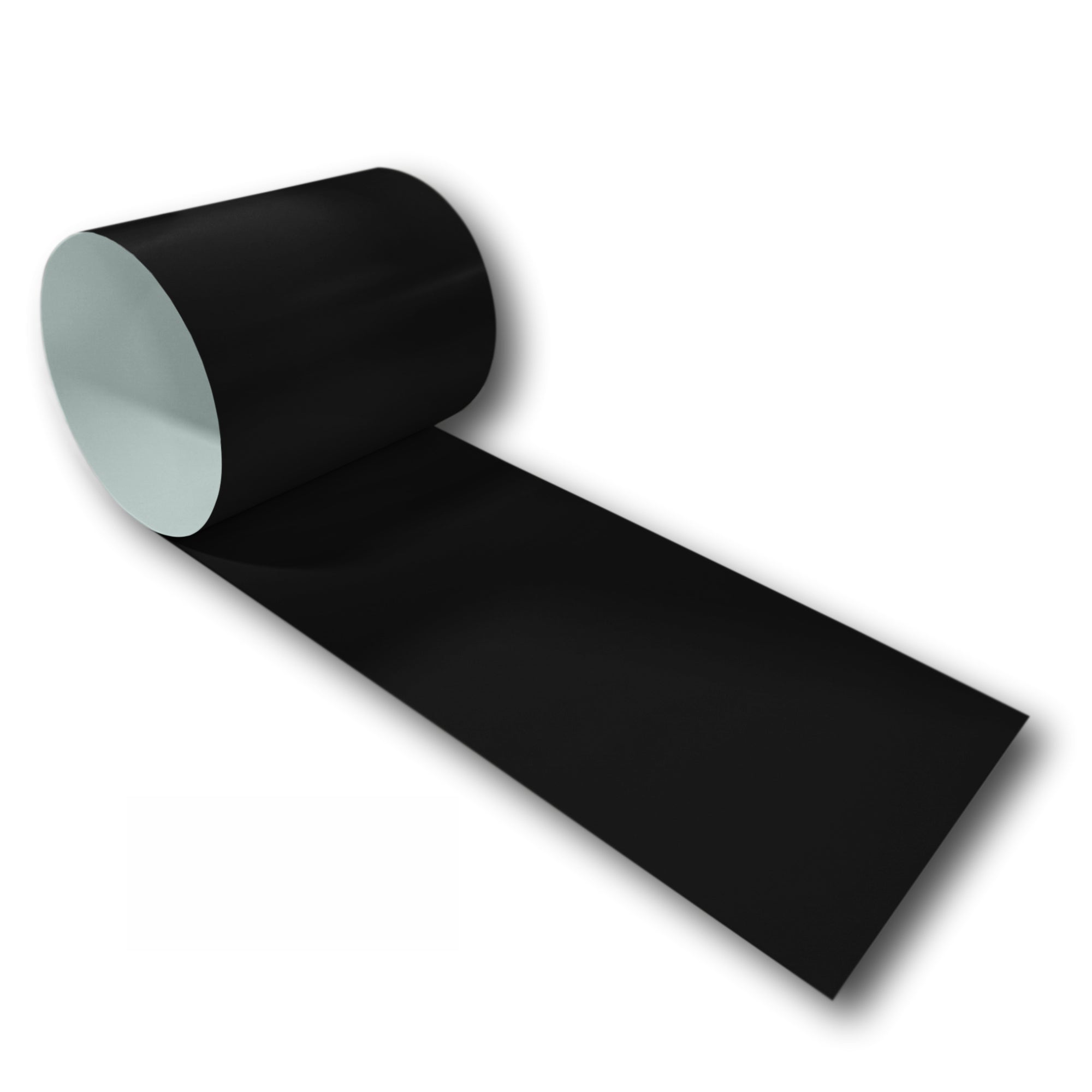 A roll of 26 Gauge Painted Steel that is Black in color.