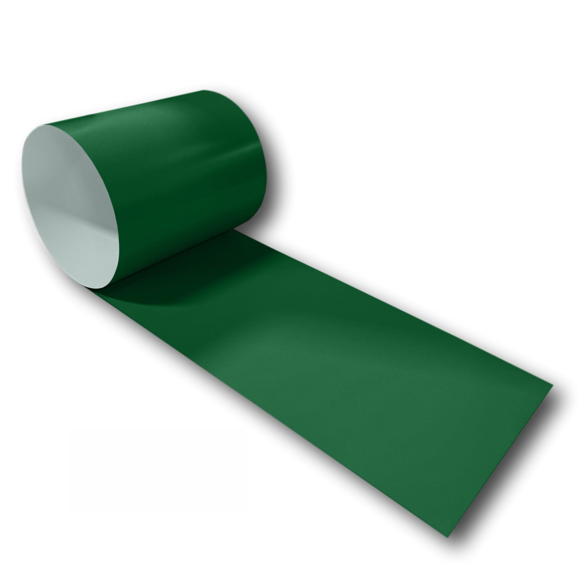 A roll of 26 Gauge Painted Steel that is Forest Green in color.