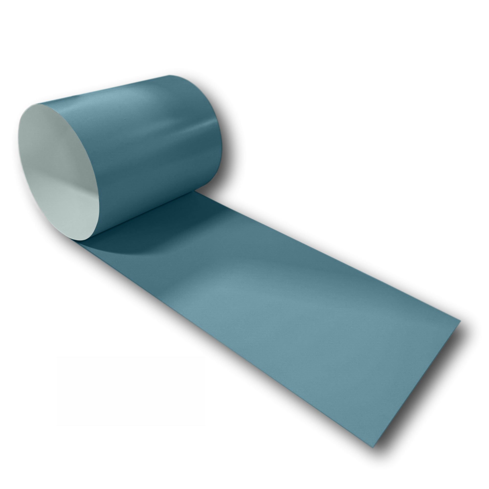 A roll of 26 Gauge Painted Steel that is Hawaiian Blue in color.