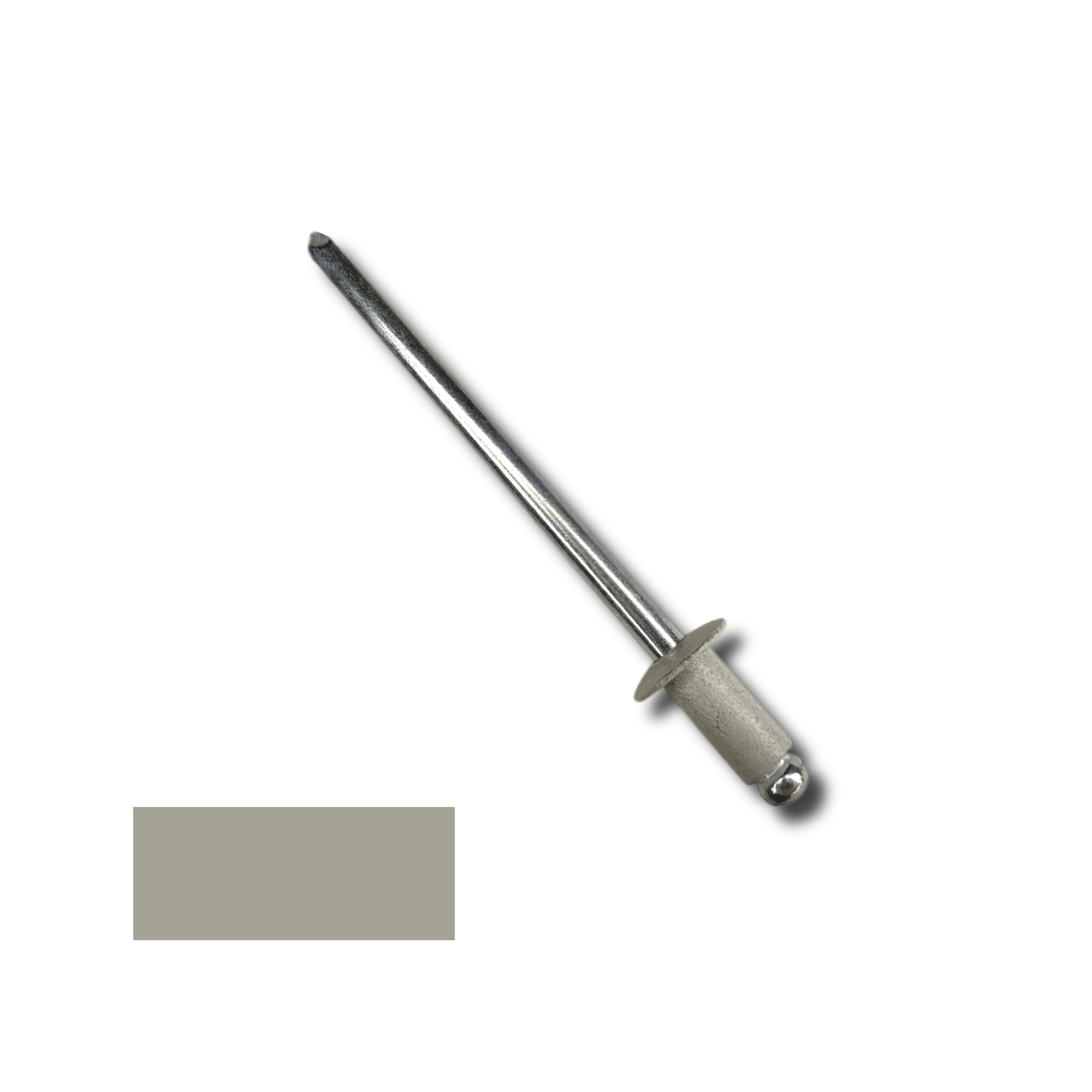 A number 42 Aluminum Pop Rivet with a 1/4 inch grip. There is a color swatch in the bottom left corner. The rivet is Clay in color.