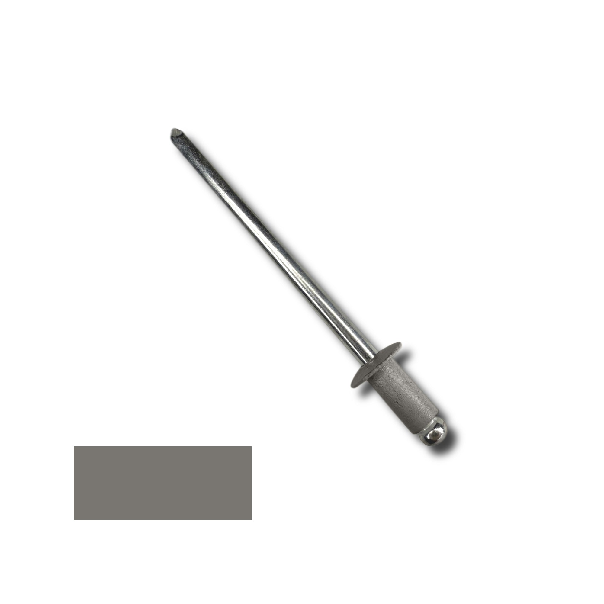 A number 42 Aluminum Pop Rivet with a 1/4 inch grip. There is a color swatch in the bottom left corner. The rivet is Light Bronze in color.