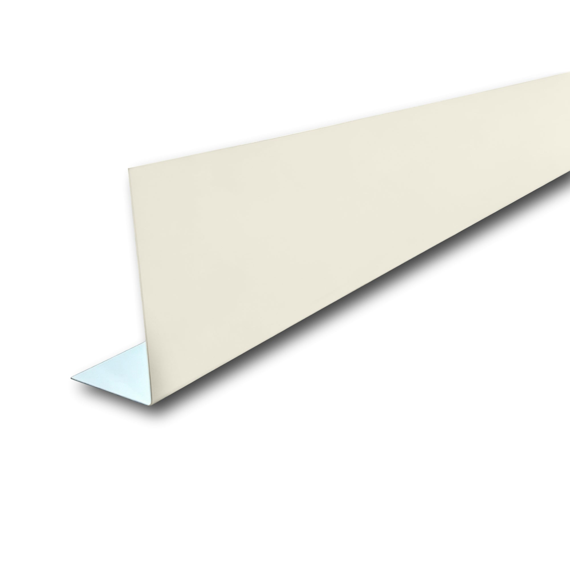 A piece of Aluminum Fascia Covering in the color Almond on a white background.