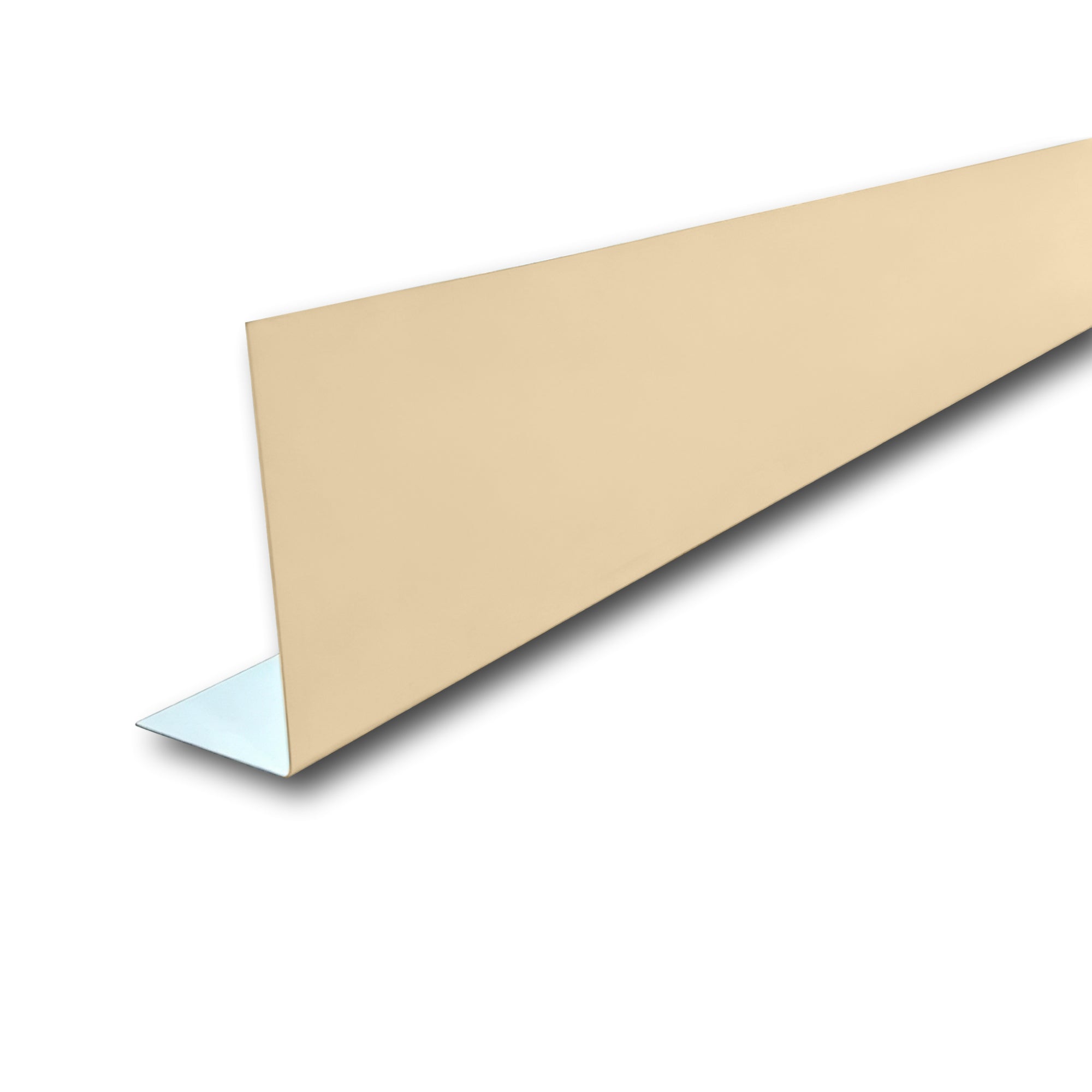 A piece of Aluminum Fascia Covering in the color Ivory on a white background.