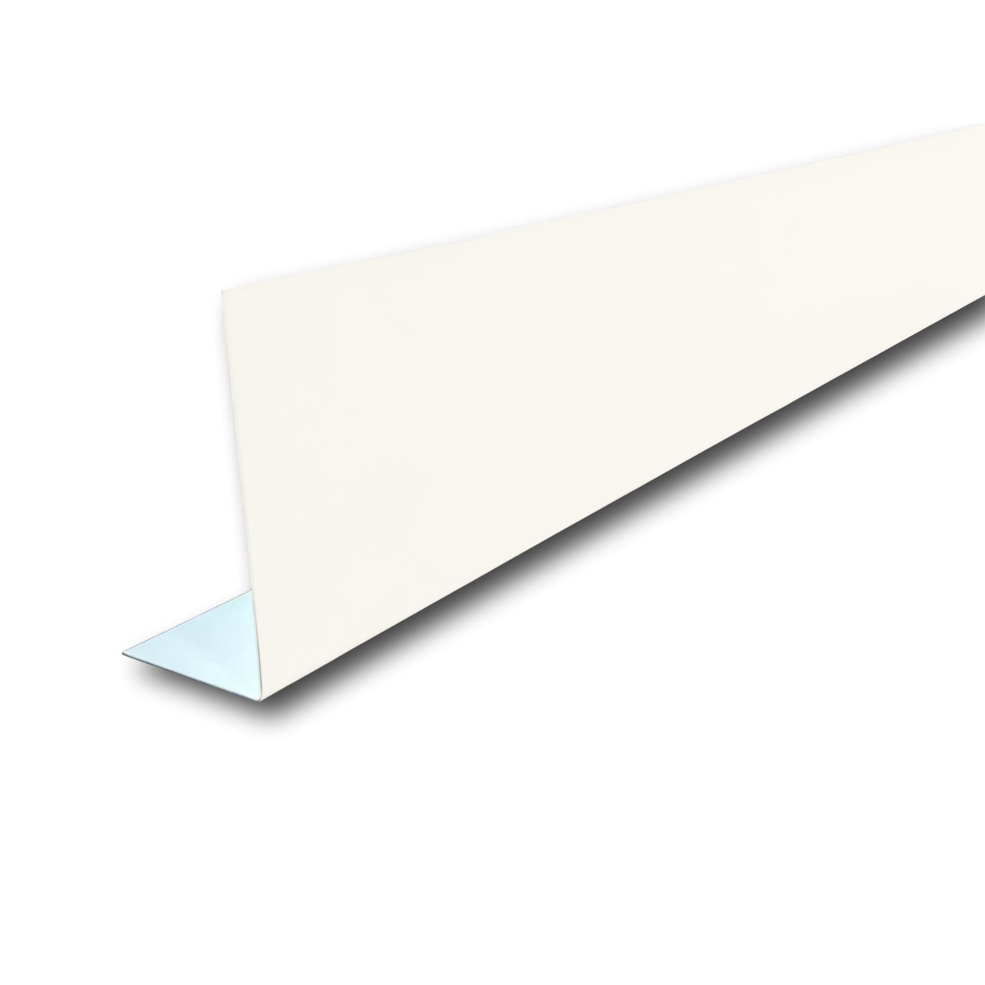 A piece of Aluminum Fascia Covering in the color Linen on a white background.