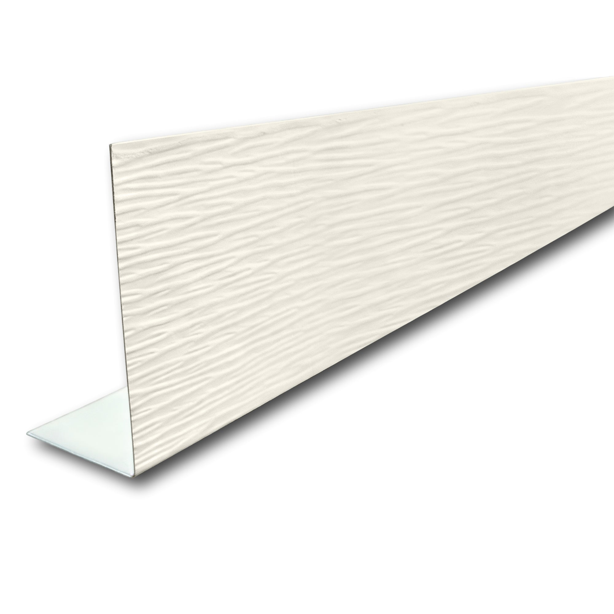 A piece of Aluminum Fascia Covering with a Woodgrain Finish in the color Linen on a white background.