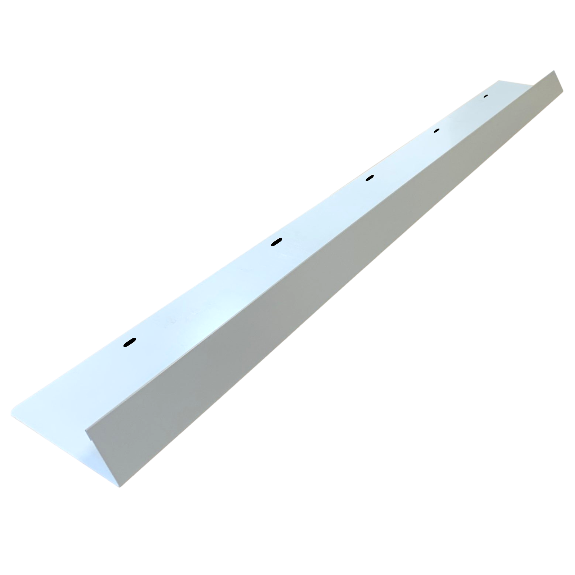 A shingle roof rain diverter that is meant to install over door ways and windows to divert rain water. The rain diverter is made of 26 gauge painted steel and is Ash Gray in color.