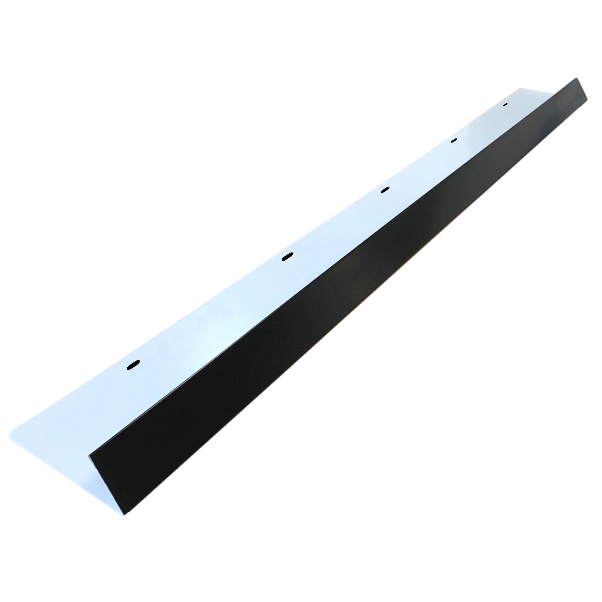 A shingle roof rain diverter that is meant to install over door ways and windows to divert rain water. The rain diverter is made of 26 gauge painted steel and is Black in color.