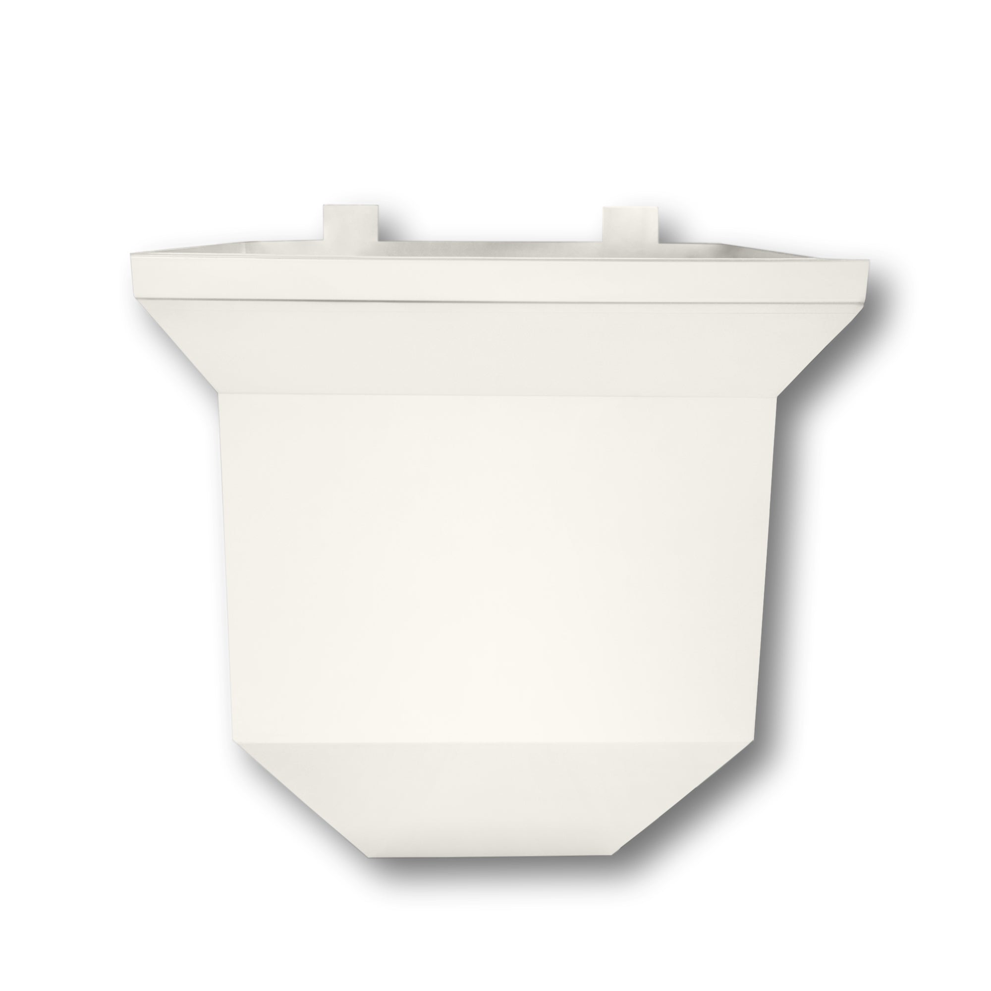 A painted aluminum Downspout Collection Box that is Linen in color.