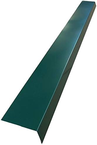 A single piece of Roof Drip Edge Flashing that is used to install over fascia underneath roof shingles to prevent rain water from dripping over fascia. The Drip Edge is made from 26 gauge painted steel and is Forest Green in color.