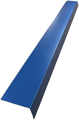 A single piece of Roof Drip Edge Flashing that is used to install over fascia underneath roof shingles to prevent rain water from dripping over fascia. The Drip Edge is made from 26 gauge painted steel and is Regal Blue in color.