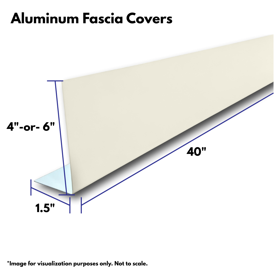 An infographic showing the dimensions of an Aluminum Fascia Cover.