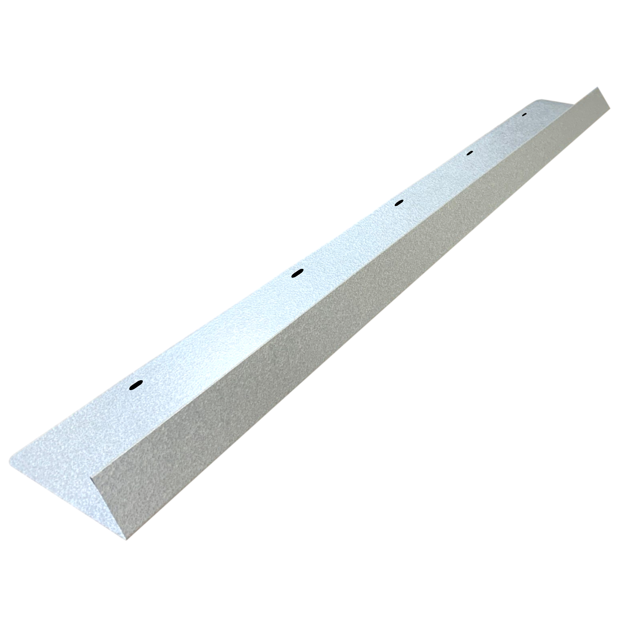 A shingle roof rain diverter that is meant to install over door ways and windows to divert rain water. The rain diverter is made of 26 gauge Galvalume Steel.