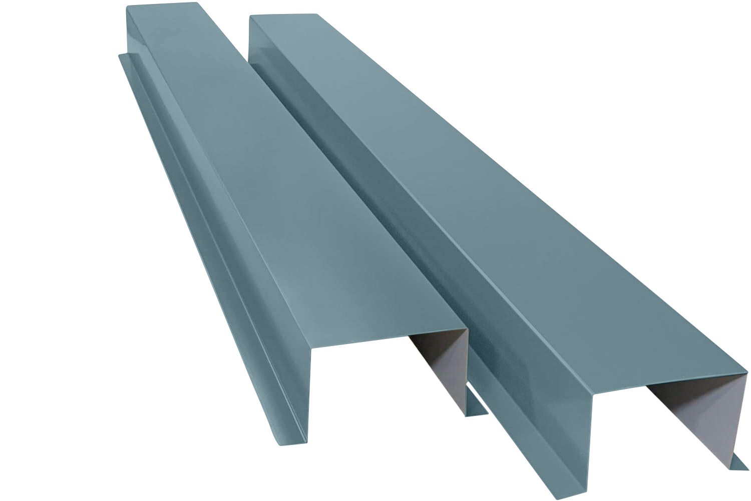 A set of PermaCover HVAC Line Set Covers that consists of two 5 FT sections, two end caps, fasteners, and a hex bit driver and masonry bit. The sections are made for covering existing HVAC line sets, and are made of 26 gauge painted steel in the color Hawaiian Blue.