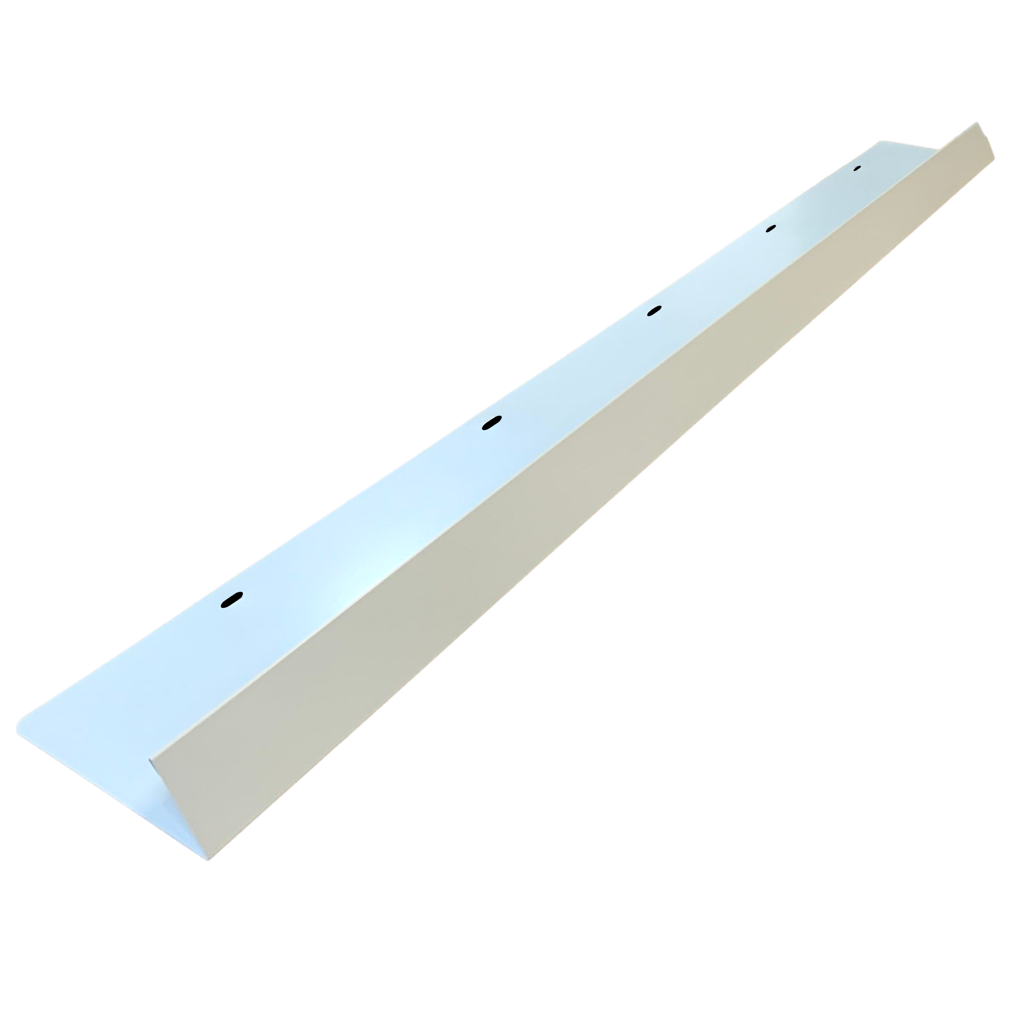 A shingle roof rain diverter that is meant to install over door ways and windows to divert rain water. The rain diverter is made of 26 gauge painted steel and is Lightstone in color.