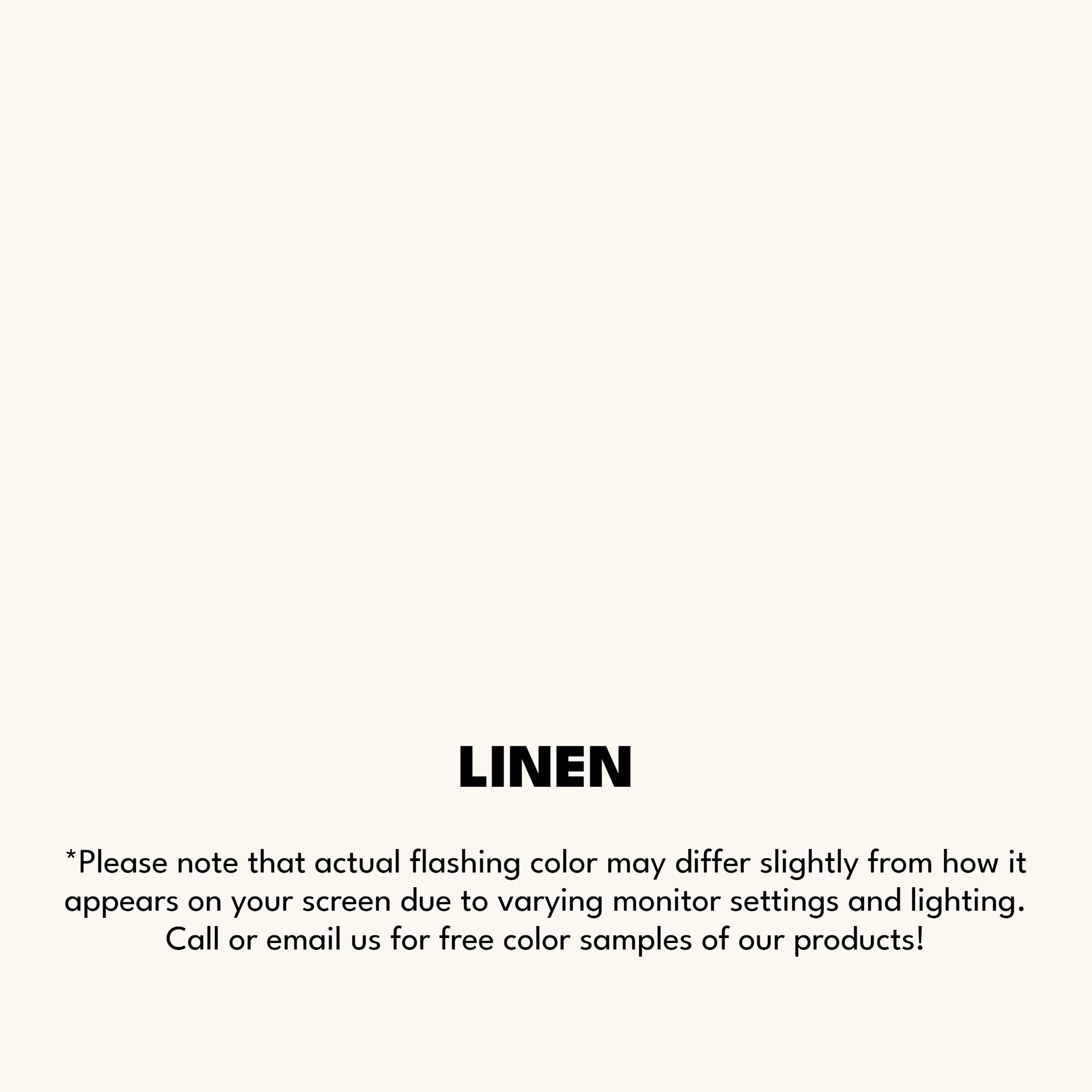 A texture photo of the Smooth Finish Aluminum that reads, "Linen: Please note that actual flashing color may differ slightly from how it appears on your screen due to varying monitor settings and lighting. Call or email us for free color samples of our products!"