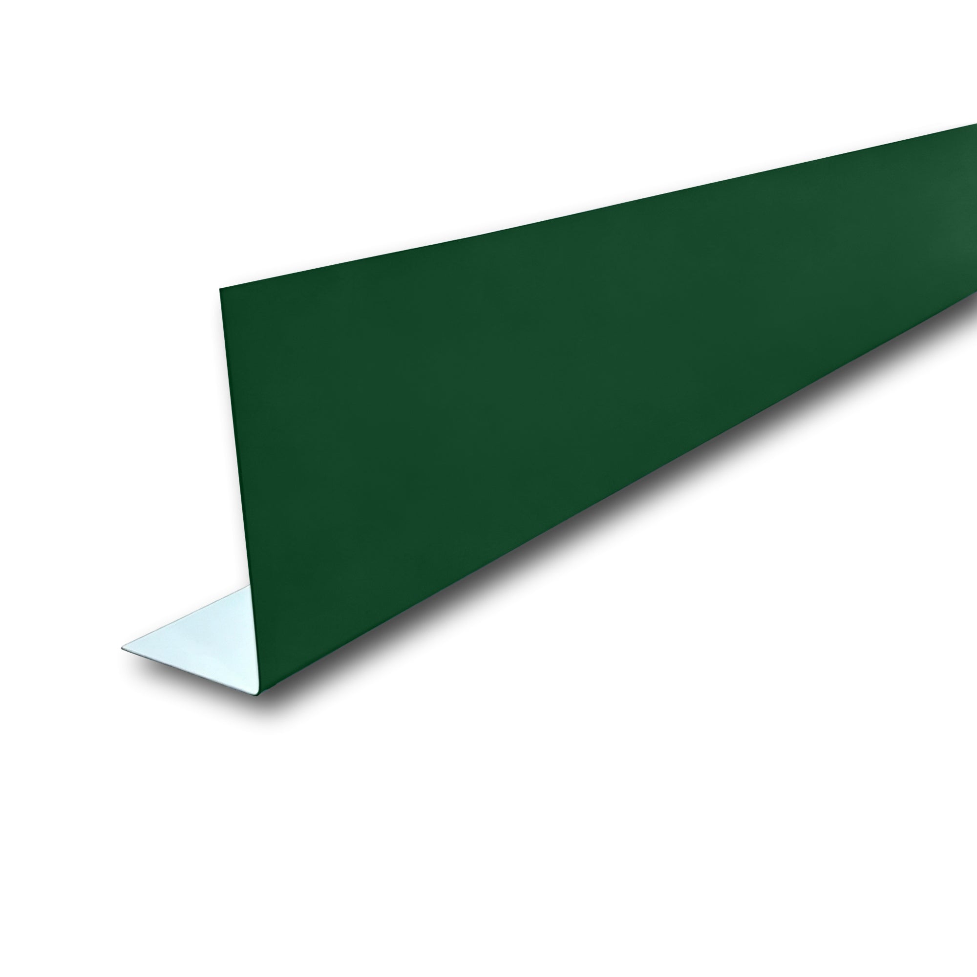 A Painted Steel Fascia Cover on a white background. The Fascia Cover is Forest Green in color.