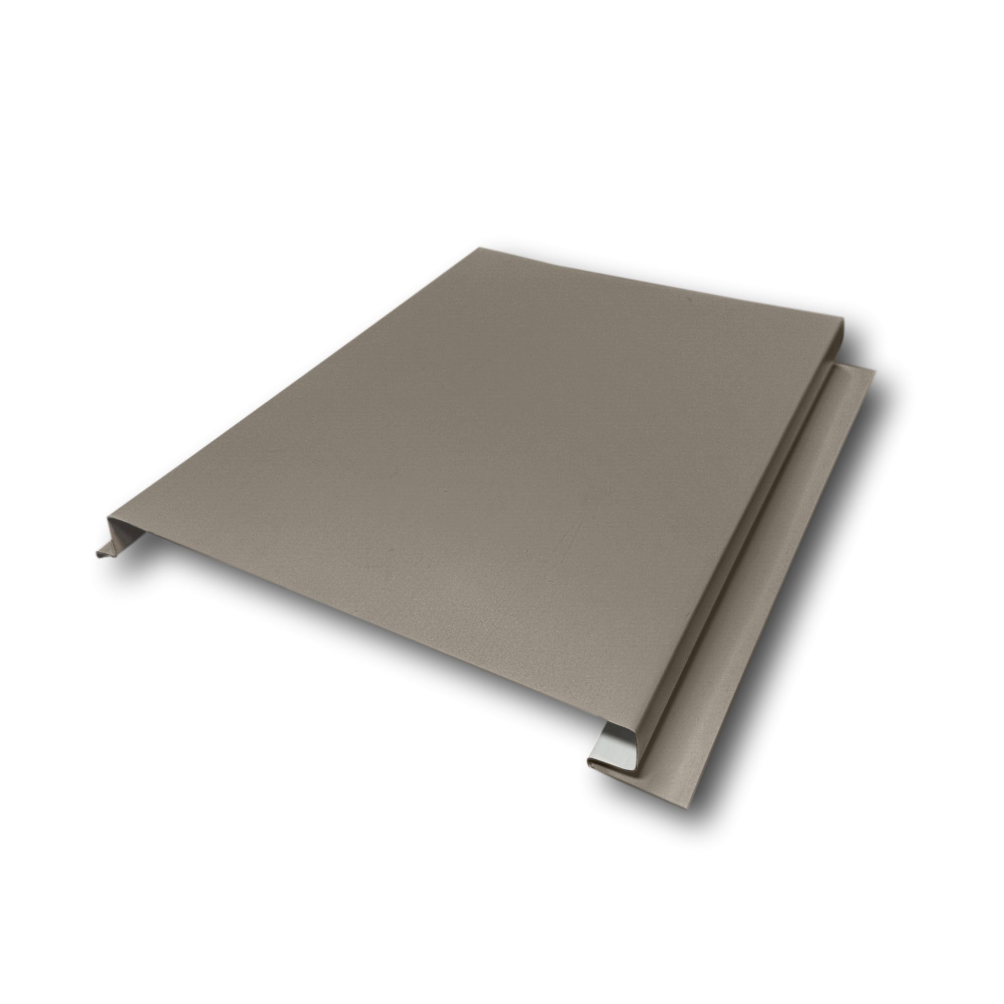 An Aluminum Soffit Panel on a white background that has a Smooth texture, a Solid design, and is Terratone Bronze in color.