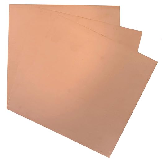 A spread of 3 Sheet Metal Squares that are Pure Copper.