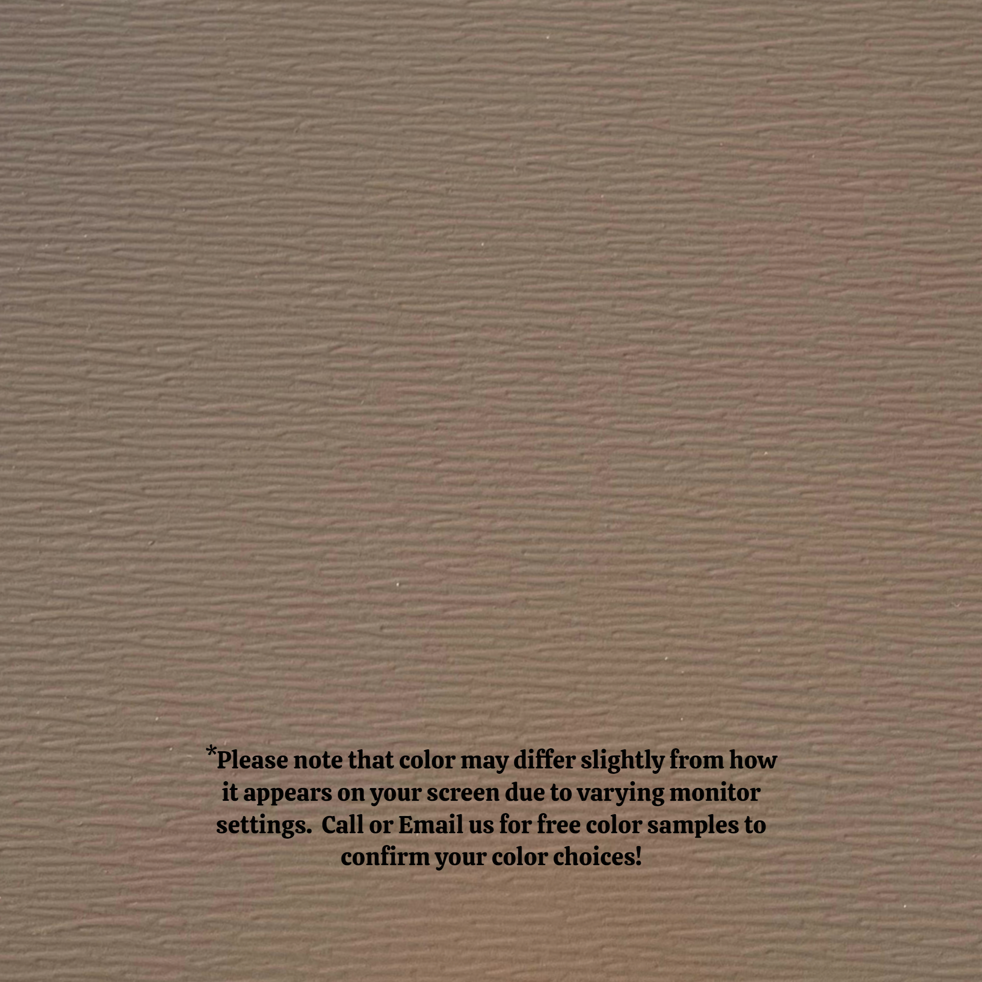 A close up of the texture of the Woodgrain Finish Aluminum Trim Coil that is Taupe in color.