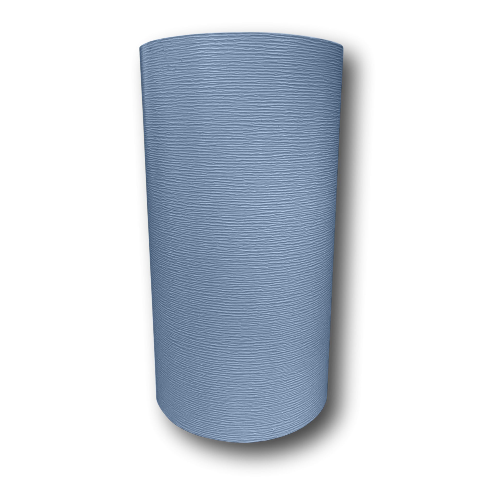 A roll of Woodgrain Finish Aluminum Trim Coil that is most commonly used for wrapping fascia, and door and window trim. The color is Polaris Blue.