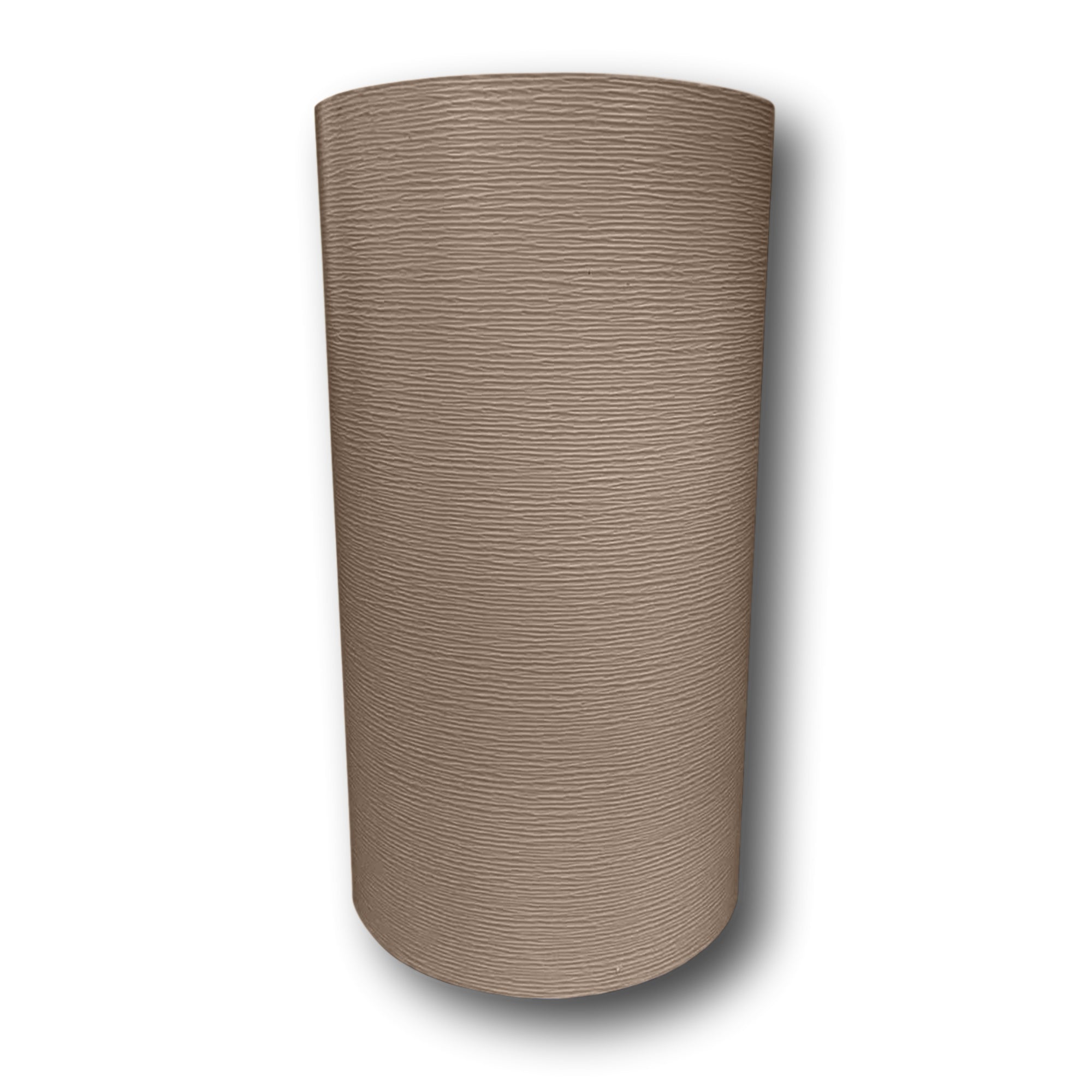 A roll of Woodgrain Finish Aluminum Trim Coil that is most commonly used for wrapping fascia, and door and window trim. The color is Taupe.