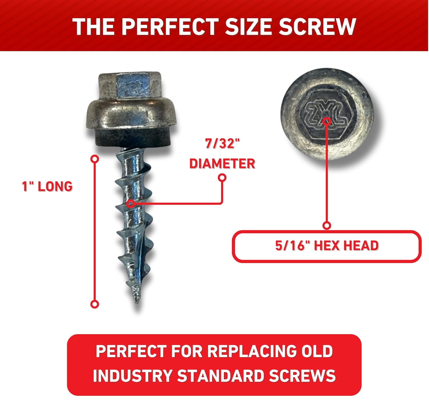 #12 x 1" ZXL Dome Cap Metal Roofing Screws (Metal-to-Wood)