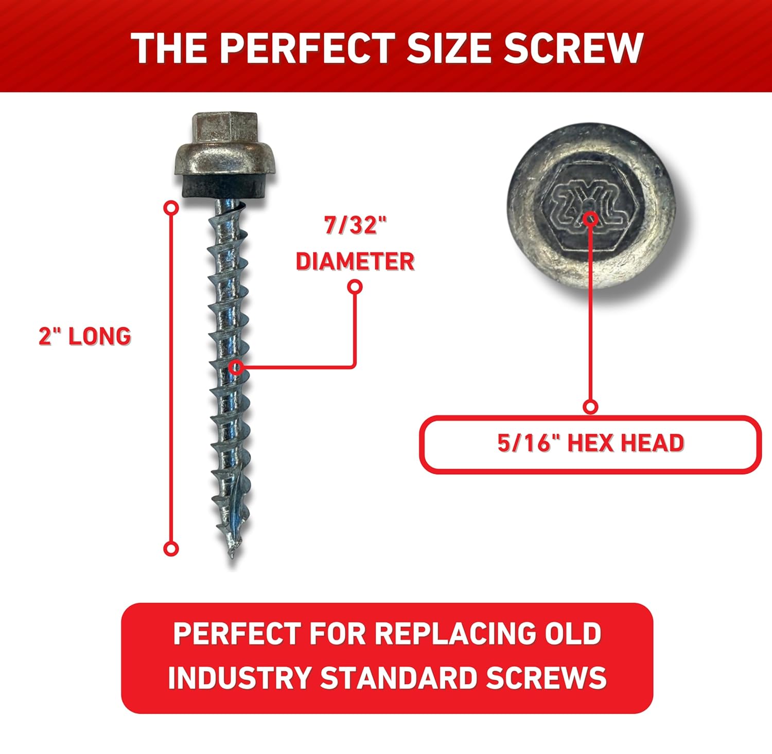 #12 x 2" ZXL Dome Cap Metal Roofing Screws (Metal-to-Wood)