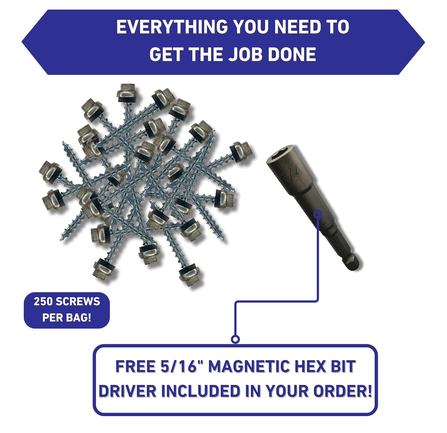 #12 x 2" ZXL Dome Cap Metal Roofing Screws (Metal-to-Wood)