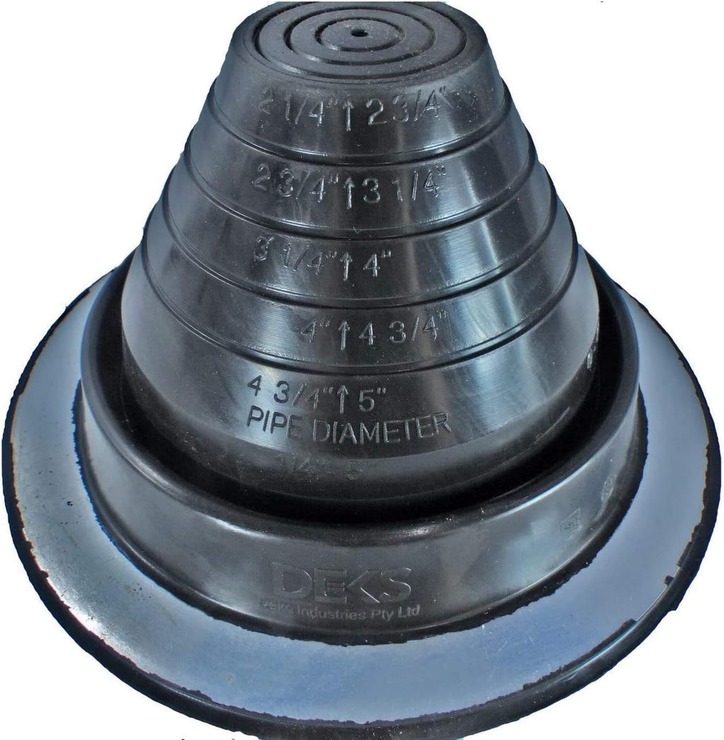 Dektite Black EPDM Round Base - Metal Roofing Pipe Flashing Boots