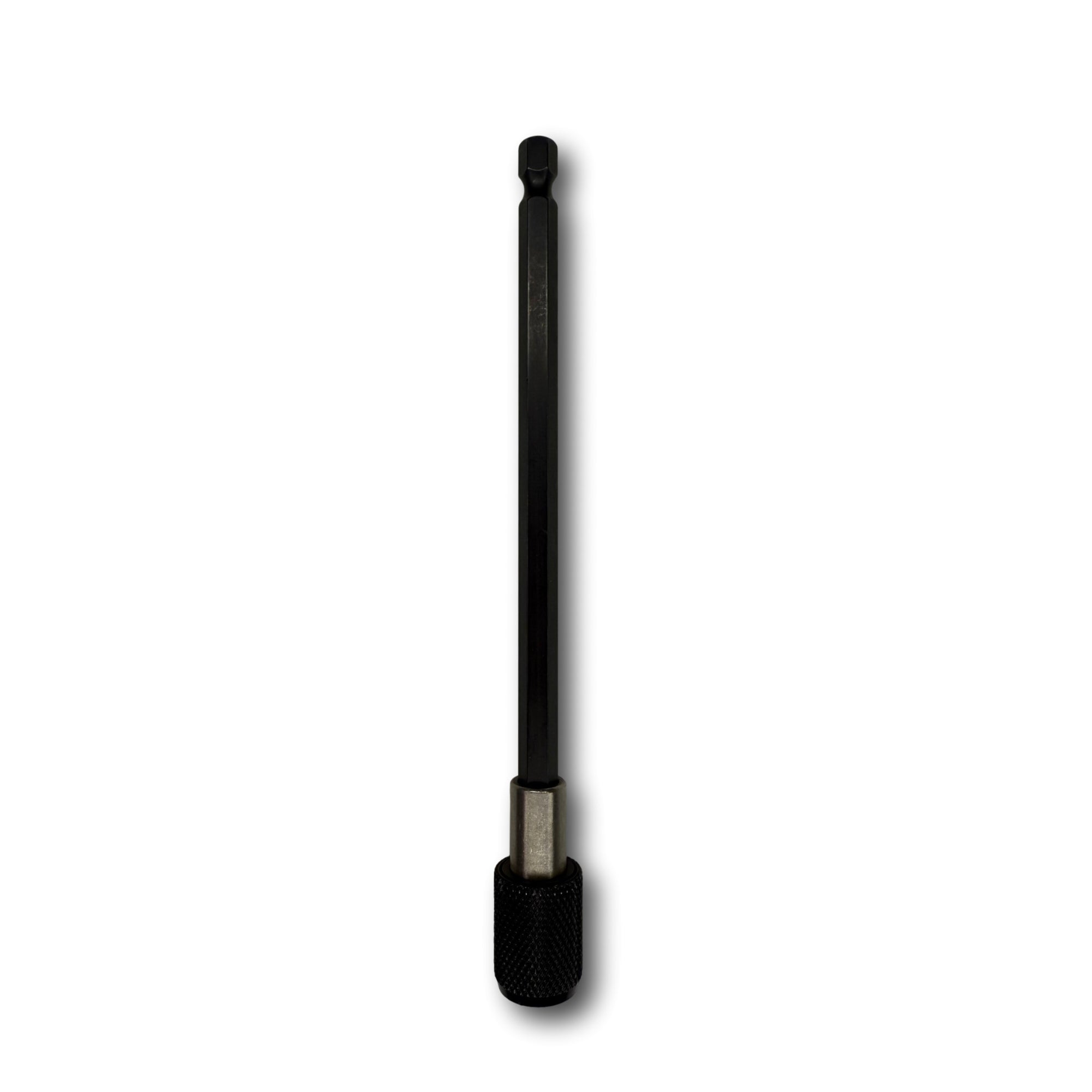 A 6 inch long hex bit driver quick-change extension. 