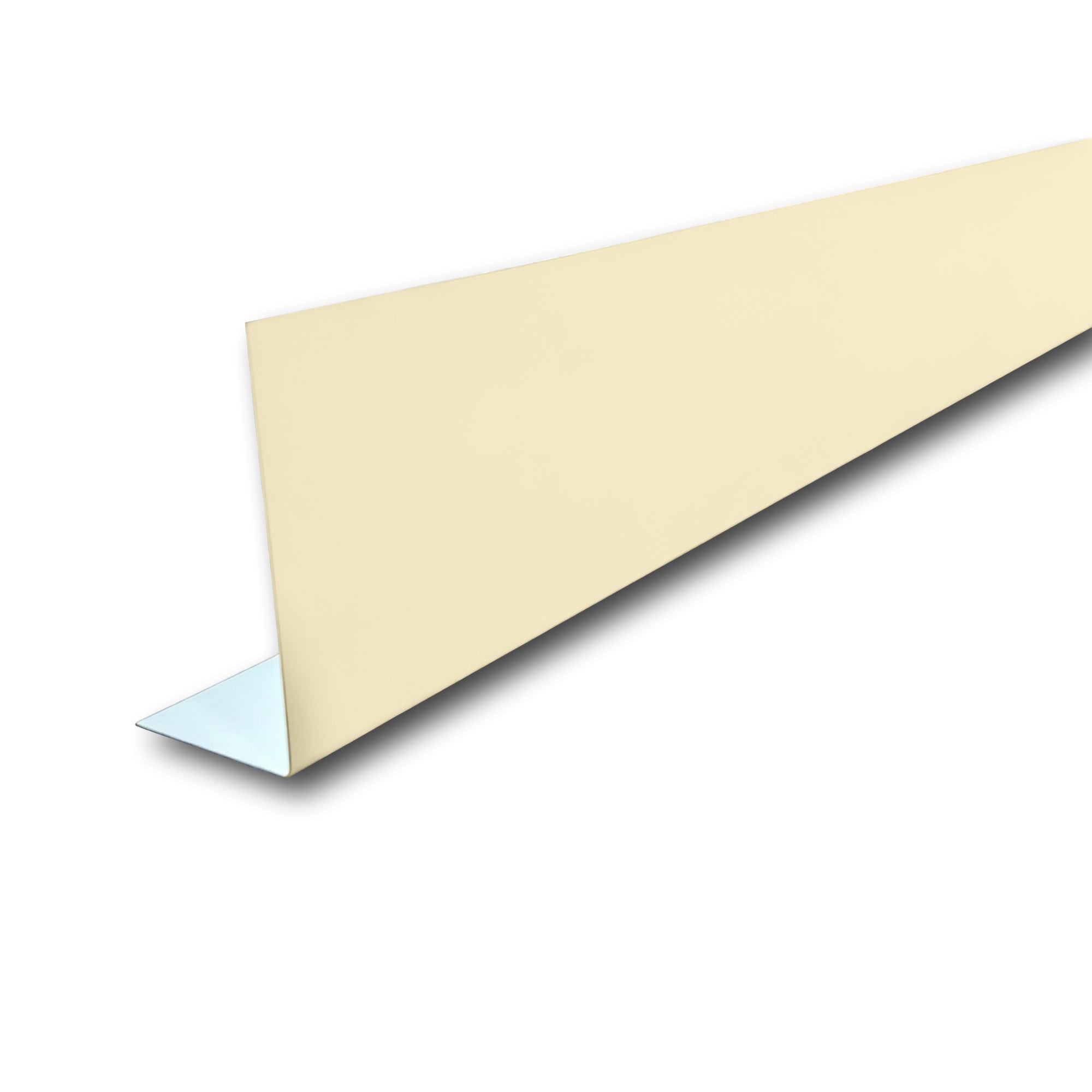 A piece of Aluminum Fascia Covering in the color Cream on a white background.