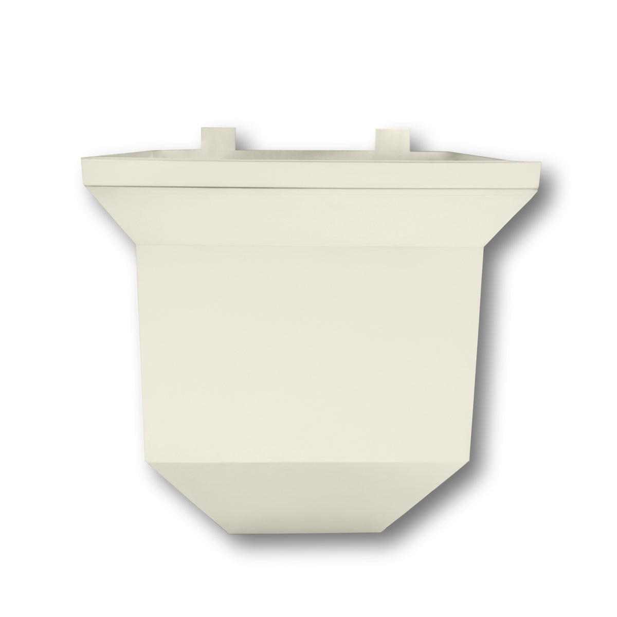 A painted aluminum Downspout Collection Box that is Almond in color. 