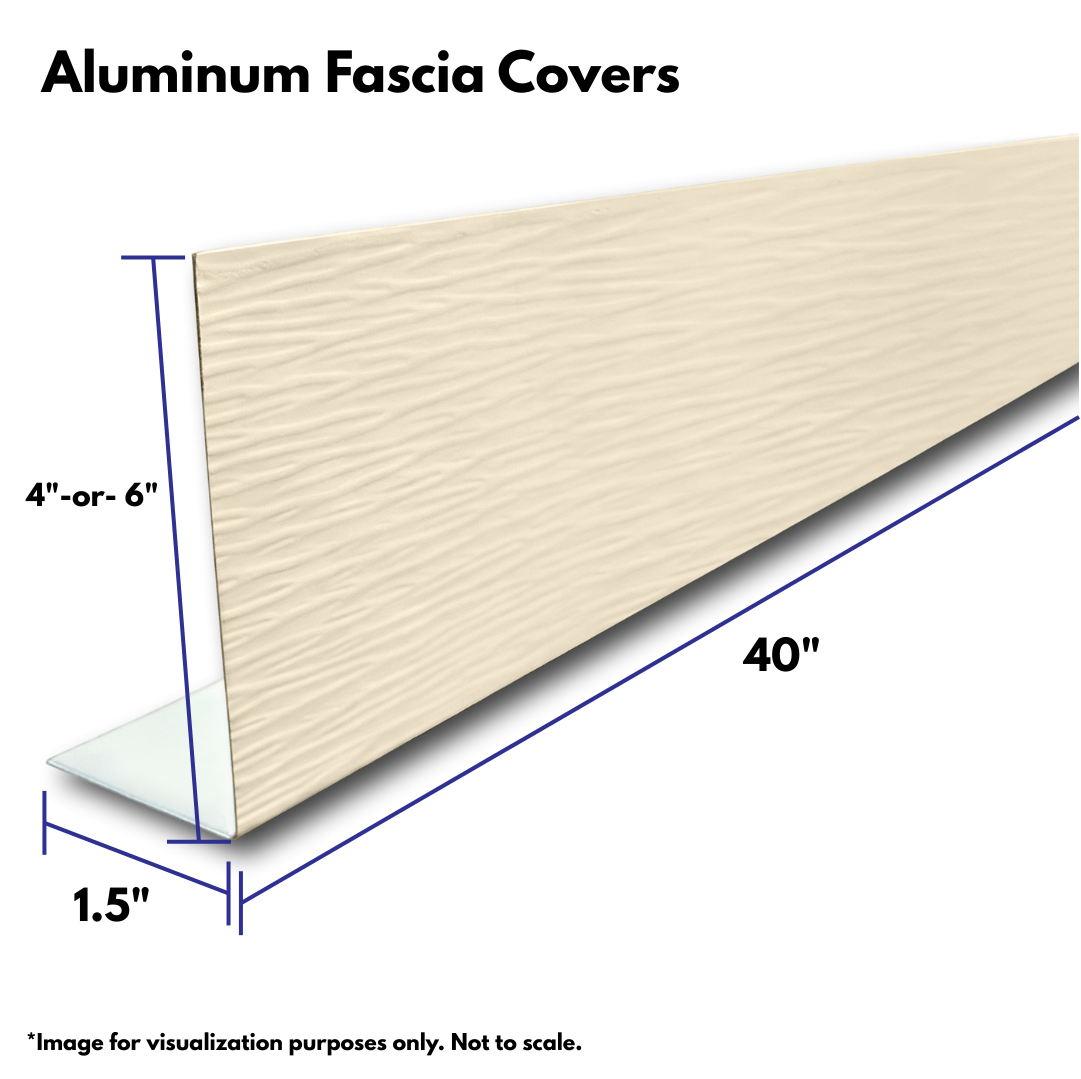 An infographic showing the dimensions of an Aluminum Fascia Cover. 