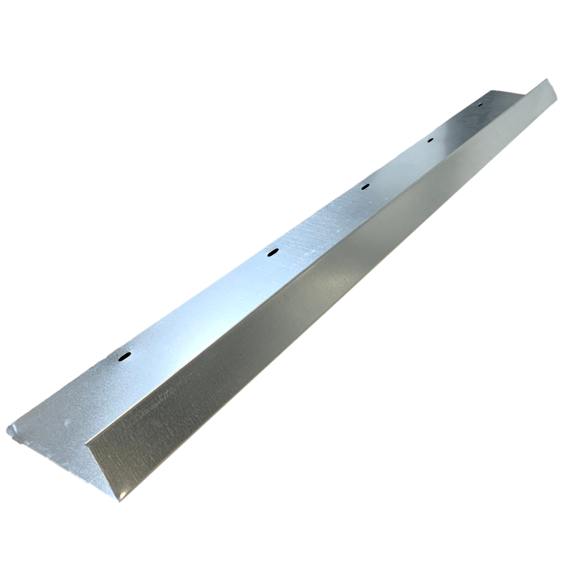 A shingle roof rain diverter that is meant to install over door ways and windows to divert rain water. The rain diverter is made of 26 gauge Galvanized Steel. 