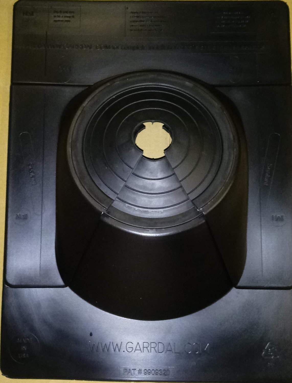 A close up of a Garrdal 2-Piece Pipe Flashing Boot that shows the texture of the product. 