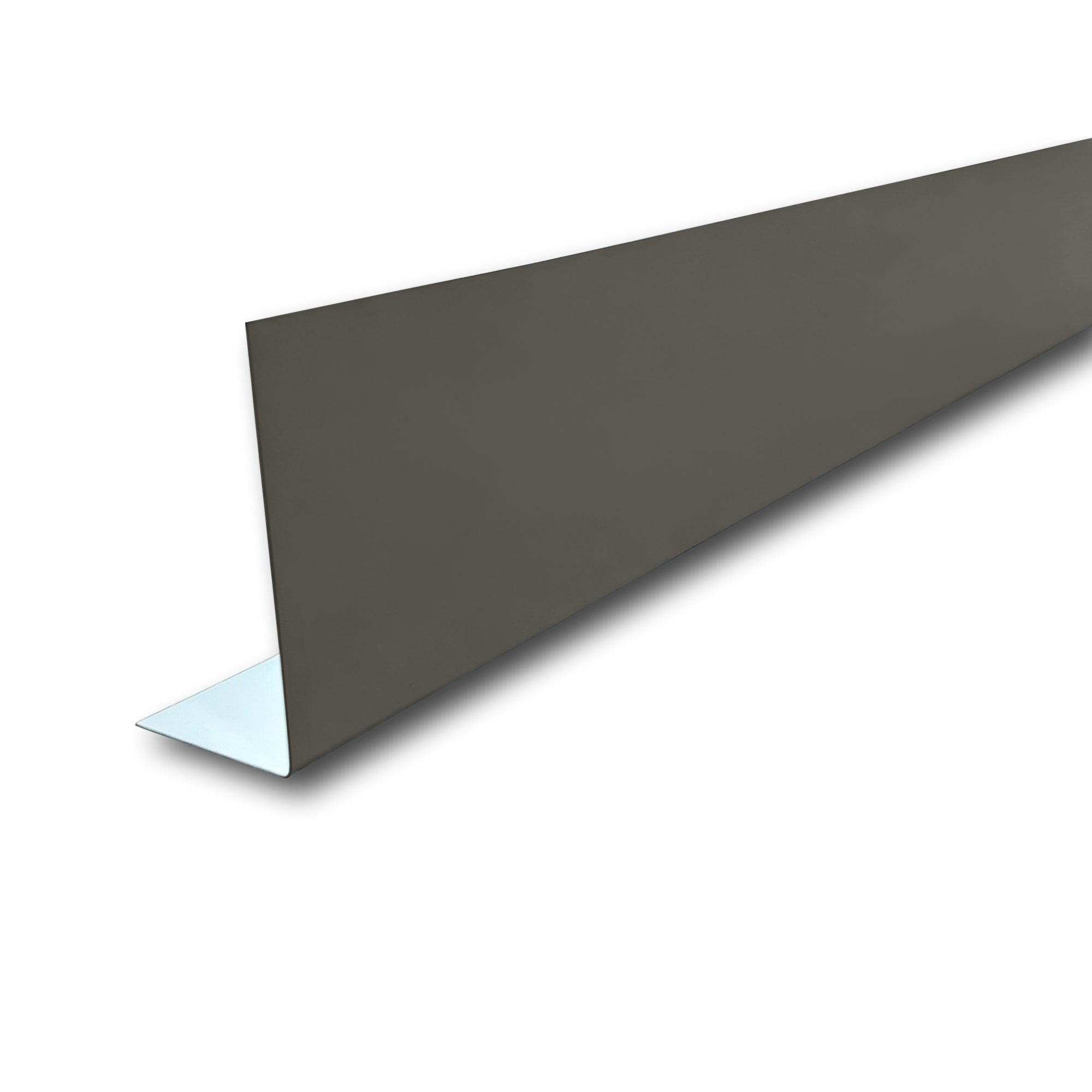 A Painted Steel Fascia Cover on a white background. The Fascia Cover is Burnished Slate in color. 