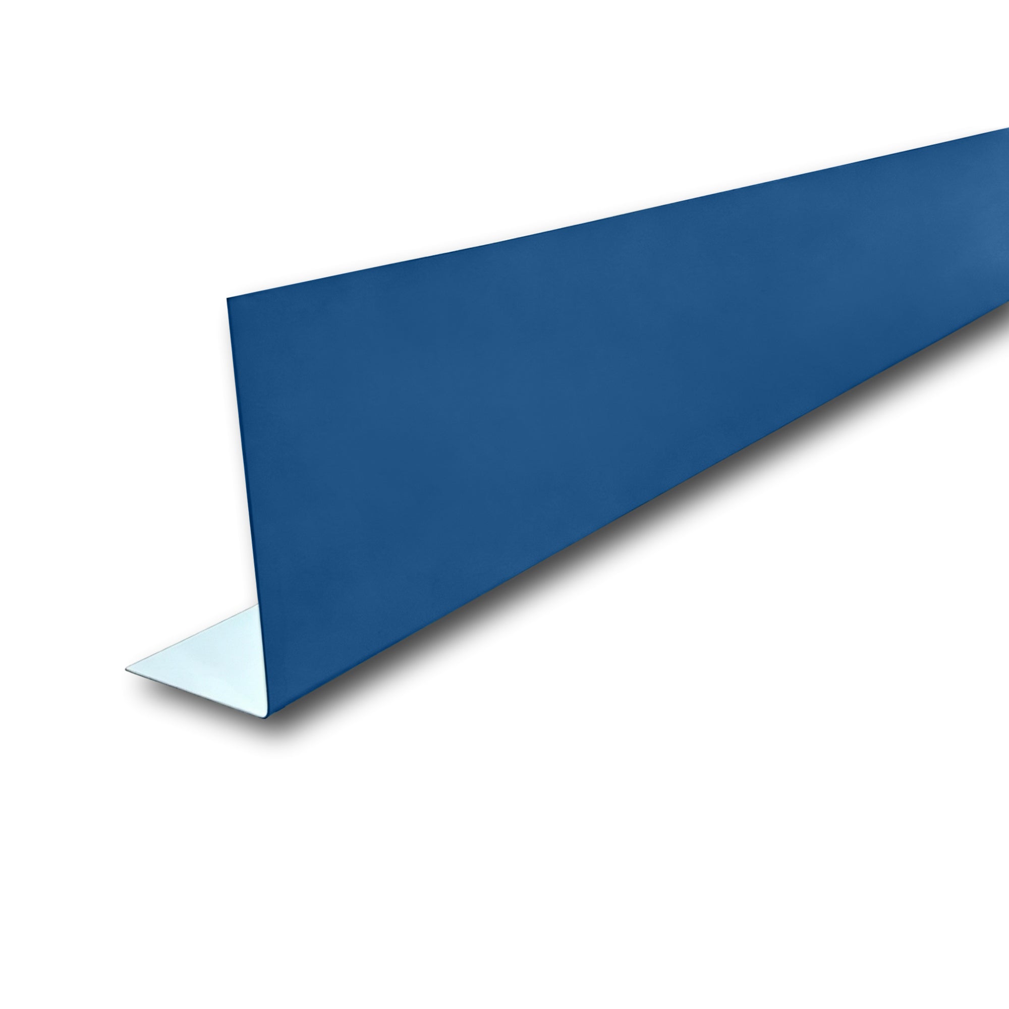 A Painted Steel Fascia Cover on a white background. The Fascia Cover is Regal Blue in color. 